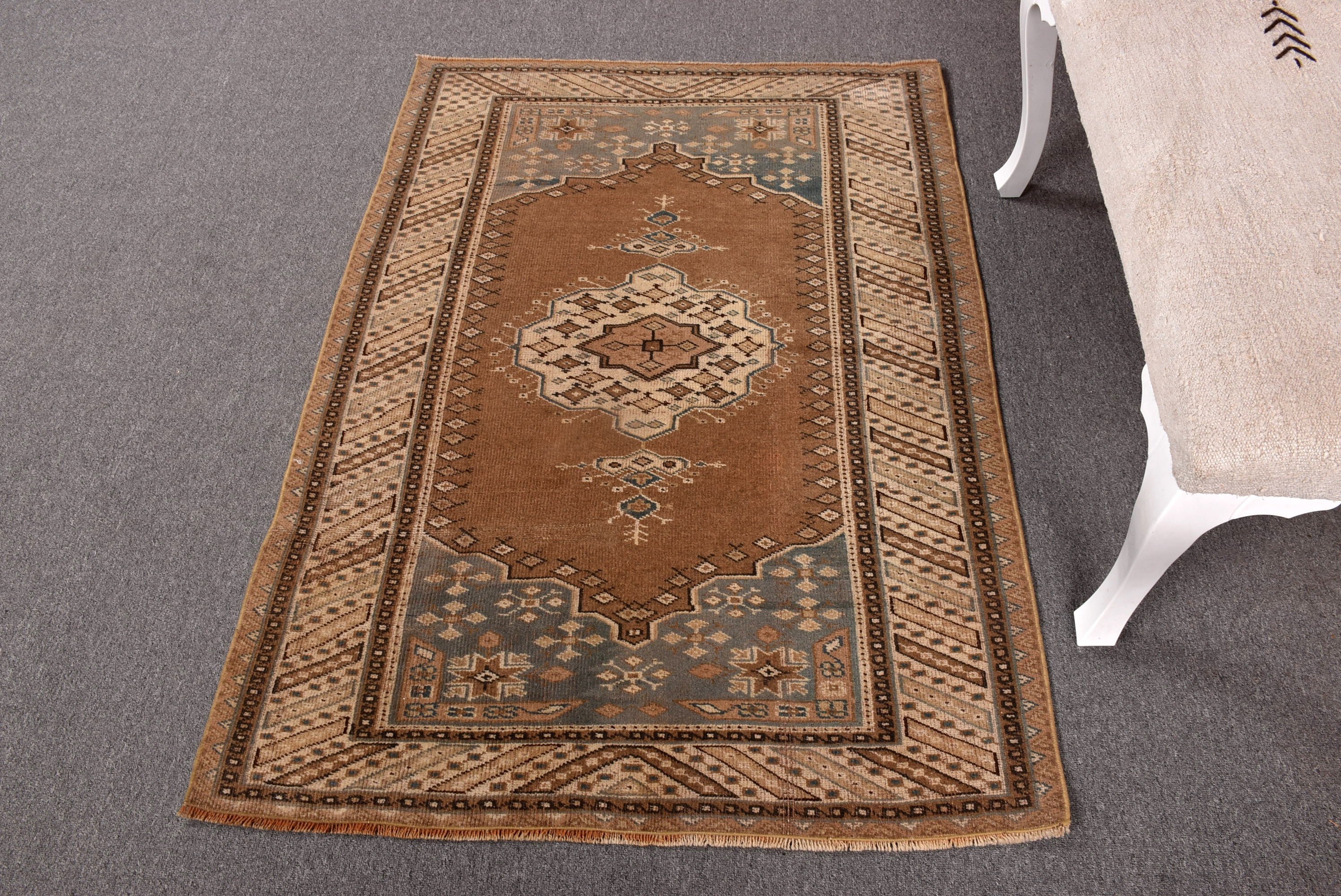 Cool Rugs, Turkish Rugs, Brown Neutral Rug, 3.3x4.6 ft Accent Rug, Vintage Rug, Bedroom Rug, Kitchen Rugs, Vintage Accent Rug, Outdoor Rug