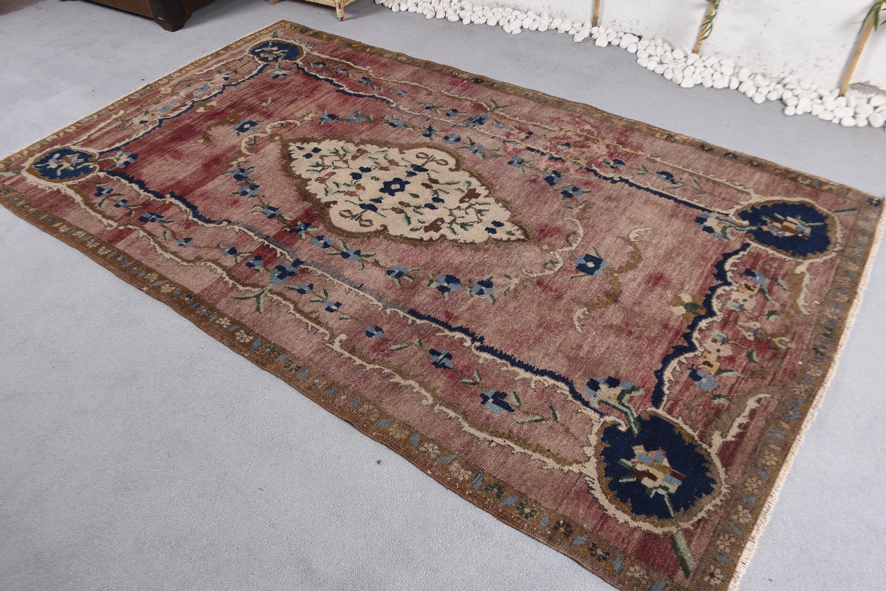 Oushak Halı, Vintage Halı, Oturma Odası Halıları, Türk Halıları, Vintage Dekor Halısı, Beyaz Yün Halısı, Yatak Odası Halısı, Yün Halıları, 4,9x8,7 ft Büyük Halı