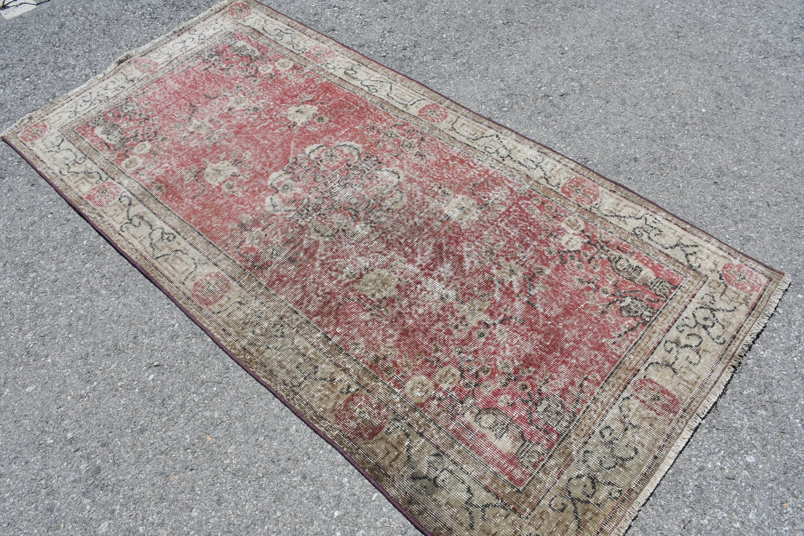 Bedroom Rug, 3.5x7.2 ft Area Rugs, Floor Rugs, Oriental Rug, Custom Rugs, Rugs for Dining Room, Red Oriental Rugs, Vintage Rug, Turkish Rug