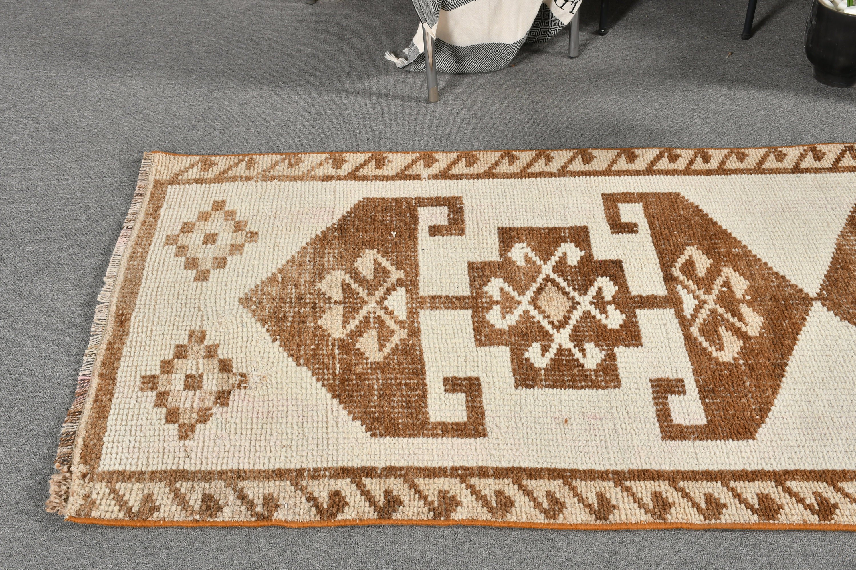 2.8x9.6 ft Runner Halı, Boho Halılar, Runner Halıları, Beyaz Oryantal Halı, Fas Halısı, Koridor Halısı, Vintage Halılar, Türk Halıları