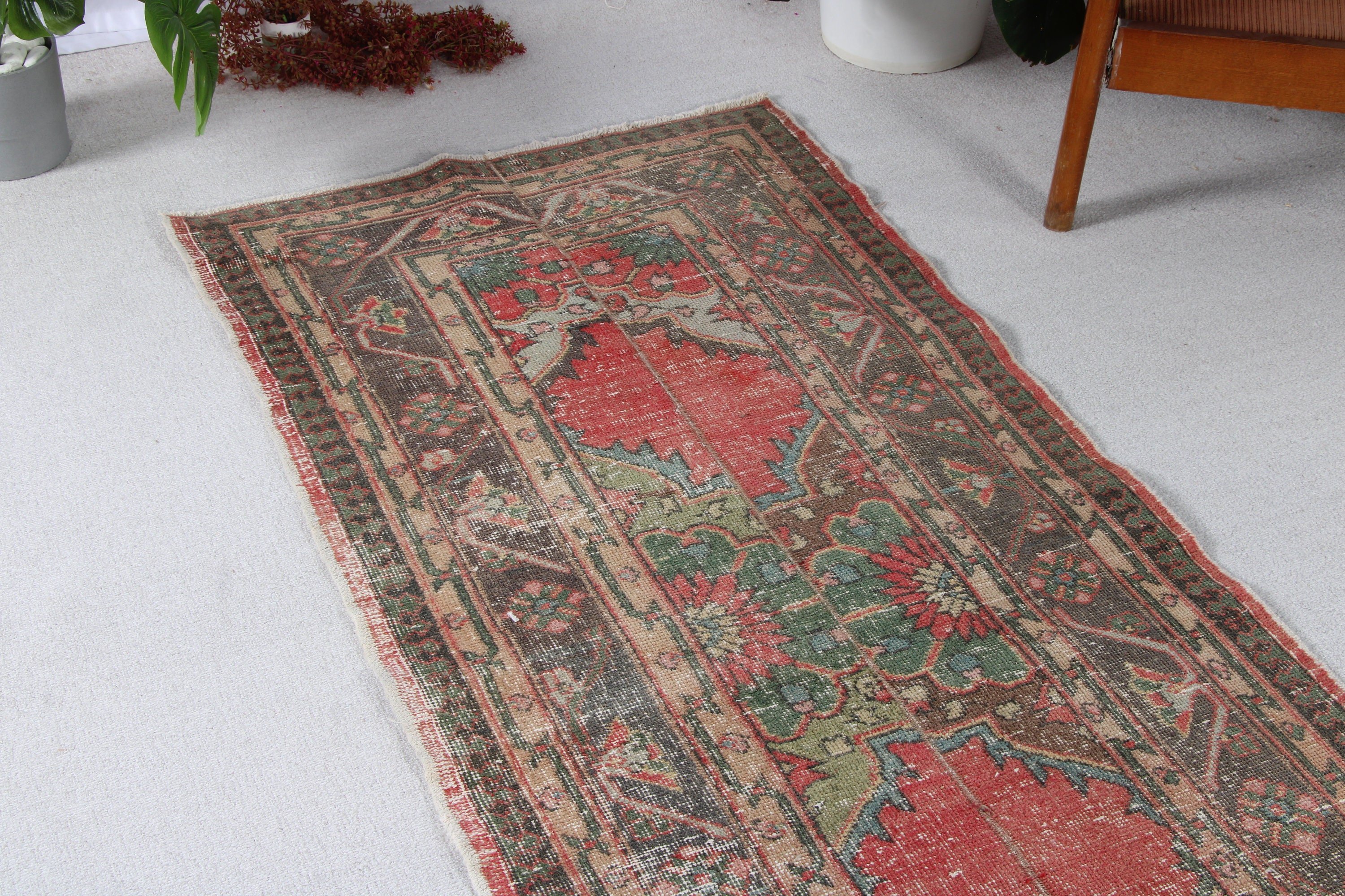 Hallway Rug, Vintage Runner Rugs, Modern Rugs, Turkish Rug, Vintage Rugs, Moroccan Rugs, 2.7x11.1 ft Runner Rugs, Red Anatolian Rugs