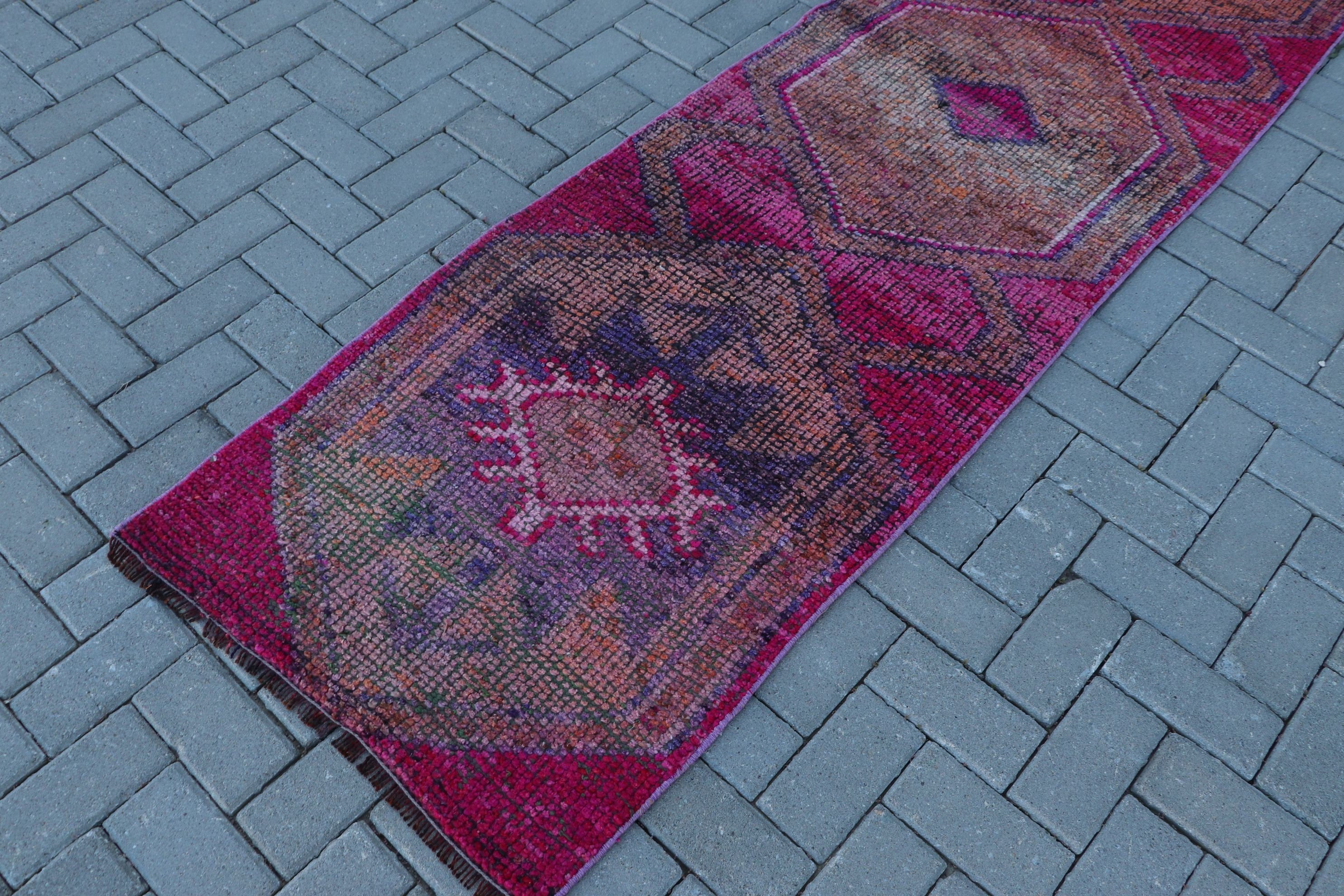 Home Decor Rug, 2.5x9.1 ft Runner Rug, Turkish Rugs, Boho Rug, Stair Rug, Pink Anatolian Rug, Moroccan Rug, Rugs for Hallway, Vintage Rugs