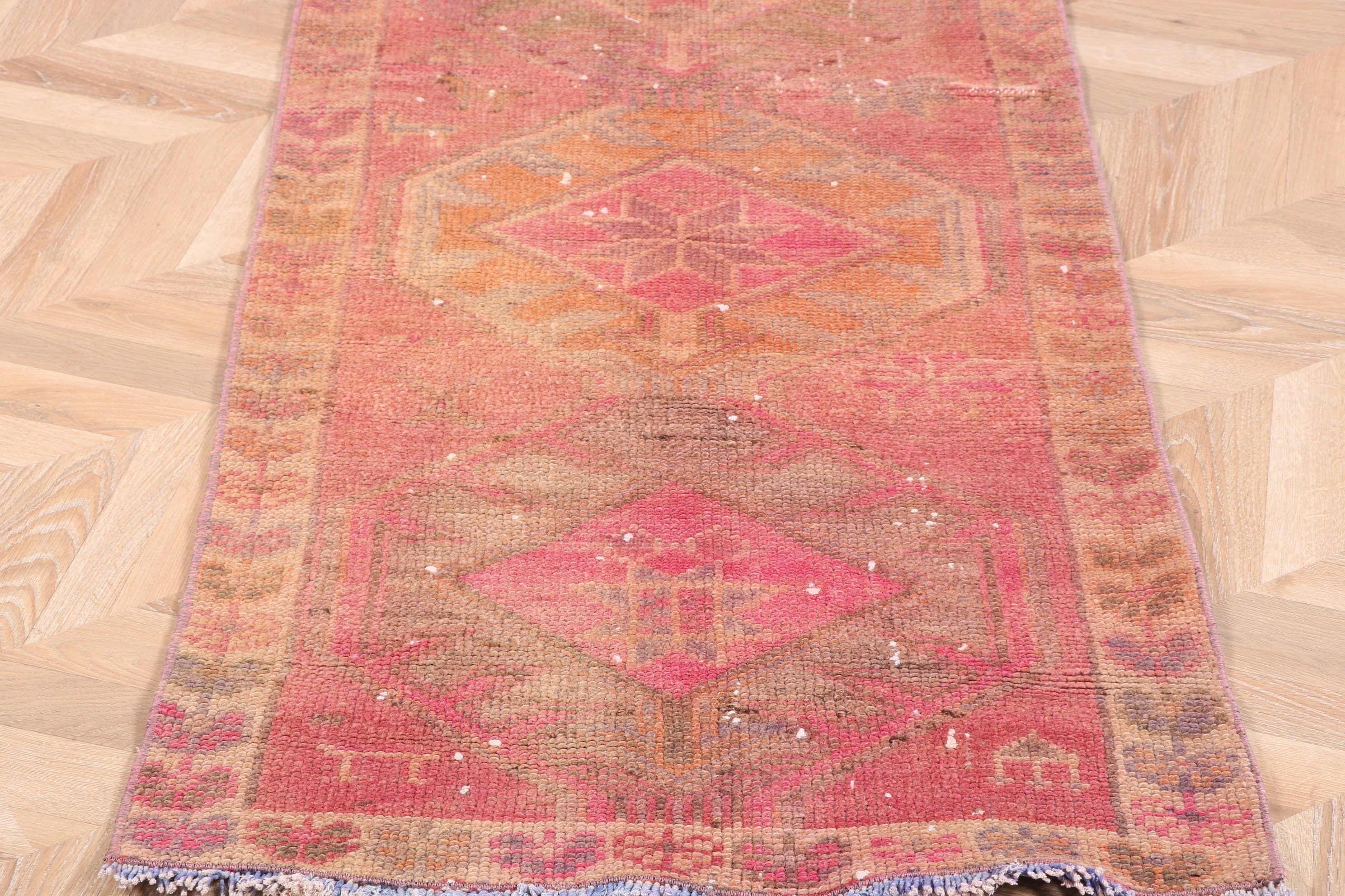 Anatolian Rugs, Vintage Rug, 2.4x10.3 ft Runner Rugs, Neutral Rug, Turkish Rugs, Corridor Rug, Exotic Rugs, Kitchen Rugs, Orange Boho Rugs