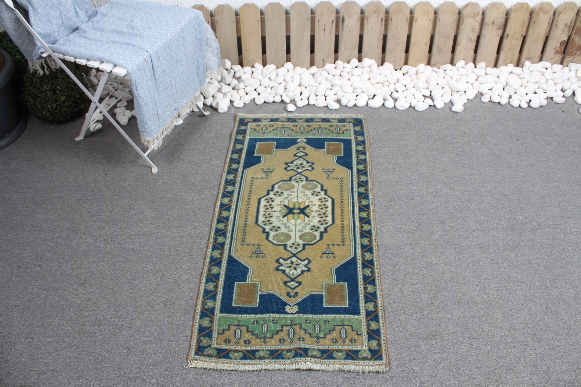 Göçebe Halı, 1.8x3.6 ft Küçük Halı, Mutfak Halıları, Vintage Halı, Türk Halısı, Havalı Halılar, Duvara Asılı Halılar, Sarı Oryantal Halı