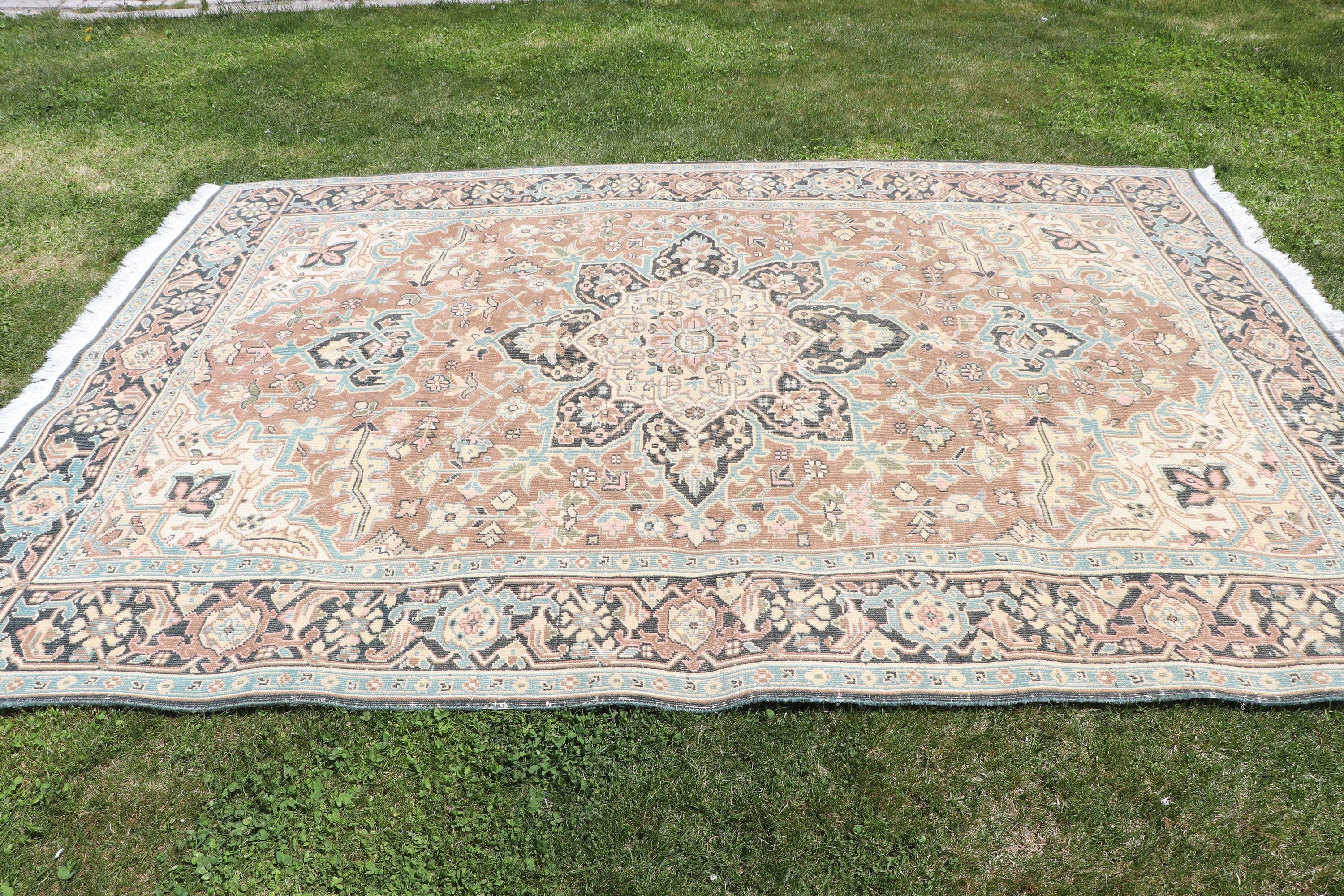 Türk Halısı, Düz Dokuma Halılar, Vintage Halılar, Yün Halılar, Yemek Odası Halıları, Yatak Odası Halıları, Mavi Soğuk Halı, El Dokuma Halılar, 6,7x9,6 ft Büyük Halı