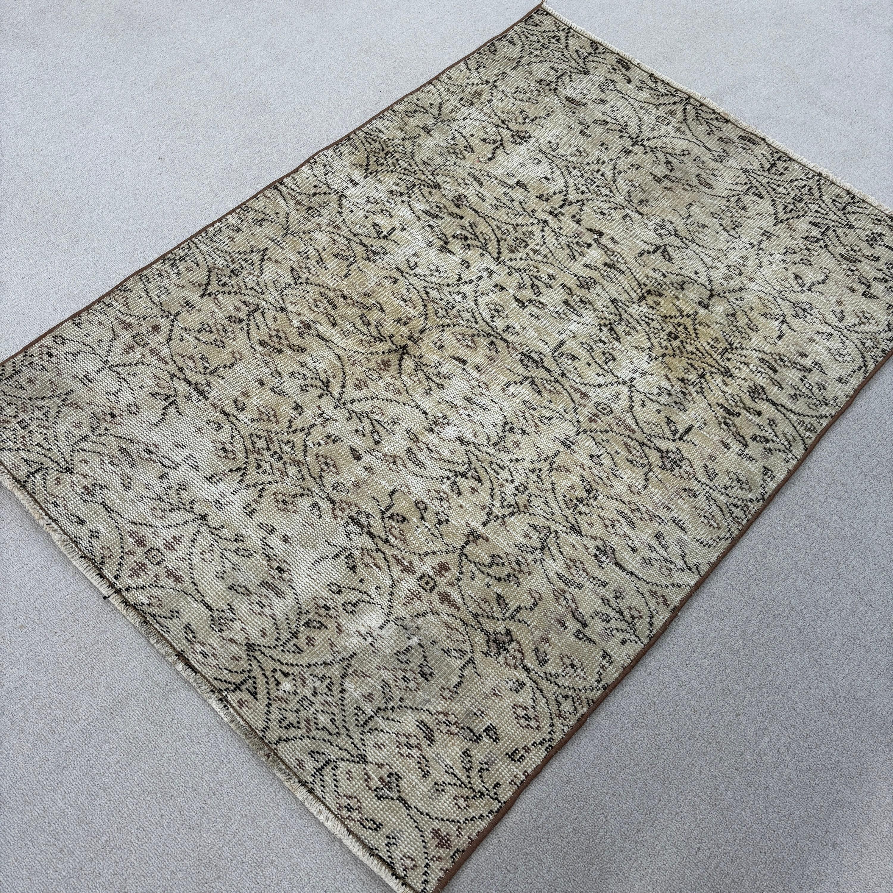 Boho Halılar, Bej 3,3x4,7 ft Accent Halı, Mutfak Halıları, El Dokuma Halılar, Oushak Halılar, Vintage Halılar, Türk Halısı, Dekoratif Halılar