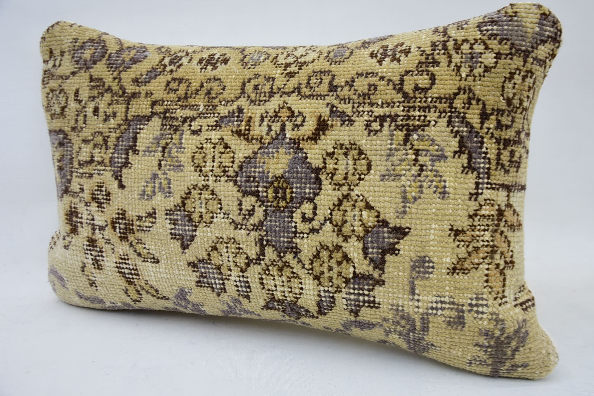 Interior Designer Pillow, Bolster Throw Pillow Cover, Kilim Pillow Cover, 12"x20" Beige Cushion, Vintage Kilim Throw Pillow