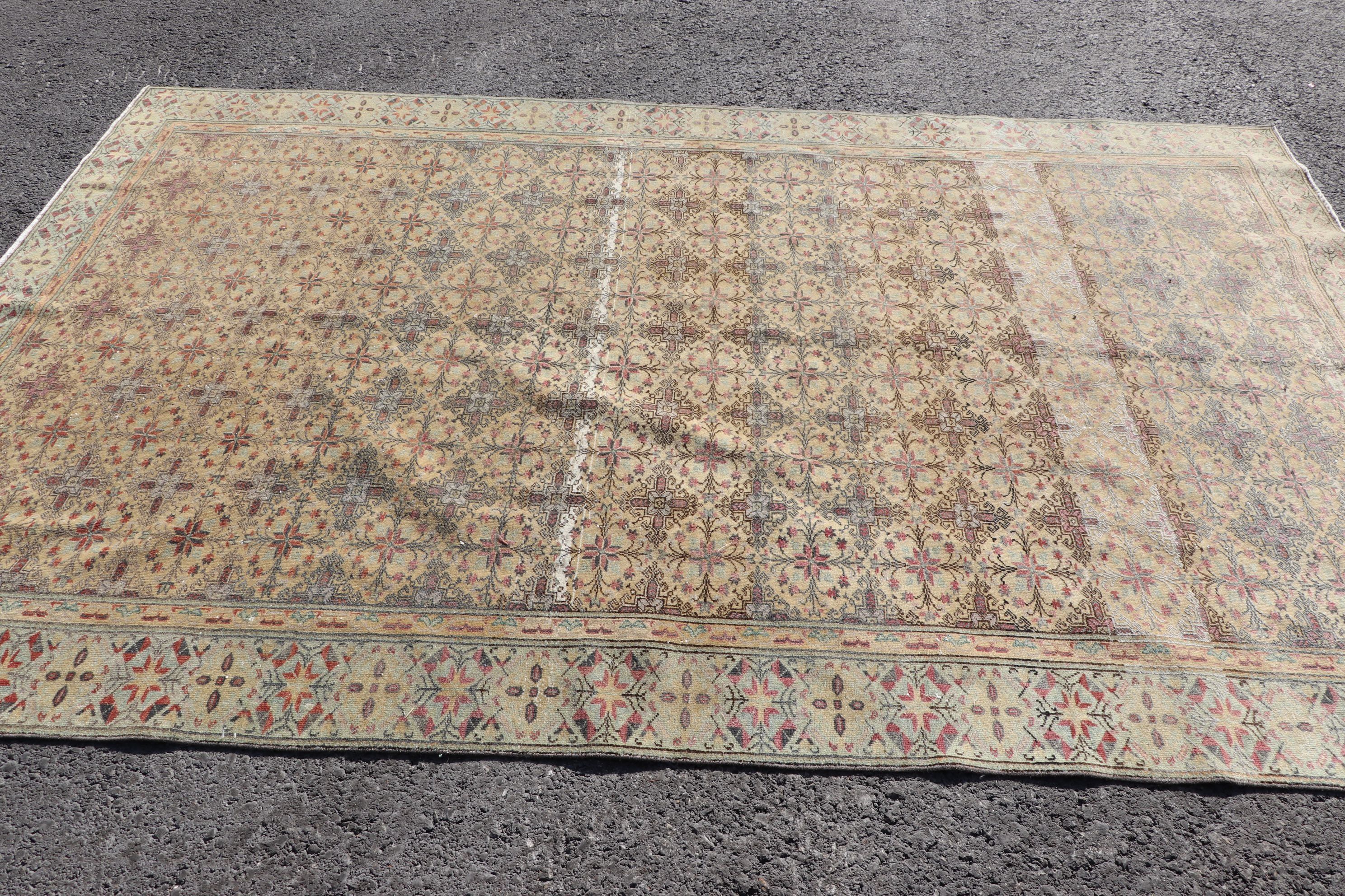 Beige Oushak Rug, Dining Room Rug, Dorm Rug, 6x9.2 ft Large Rug, Home Decor Rug, Vintage Rugs, Turkish Rug, Kitchen Rugs, Bedroom Rug