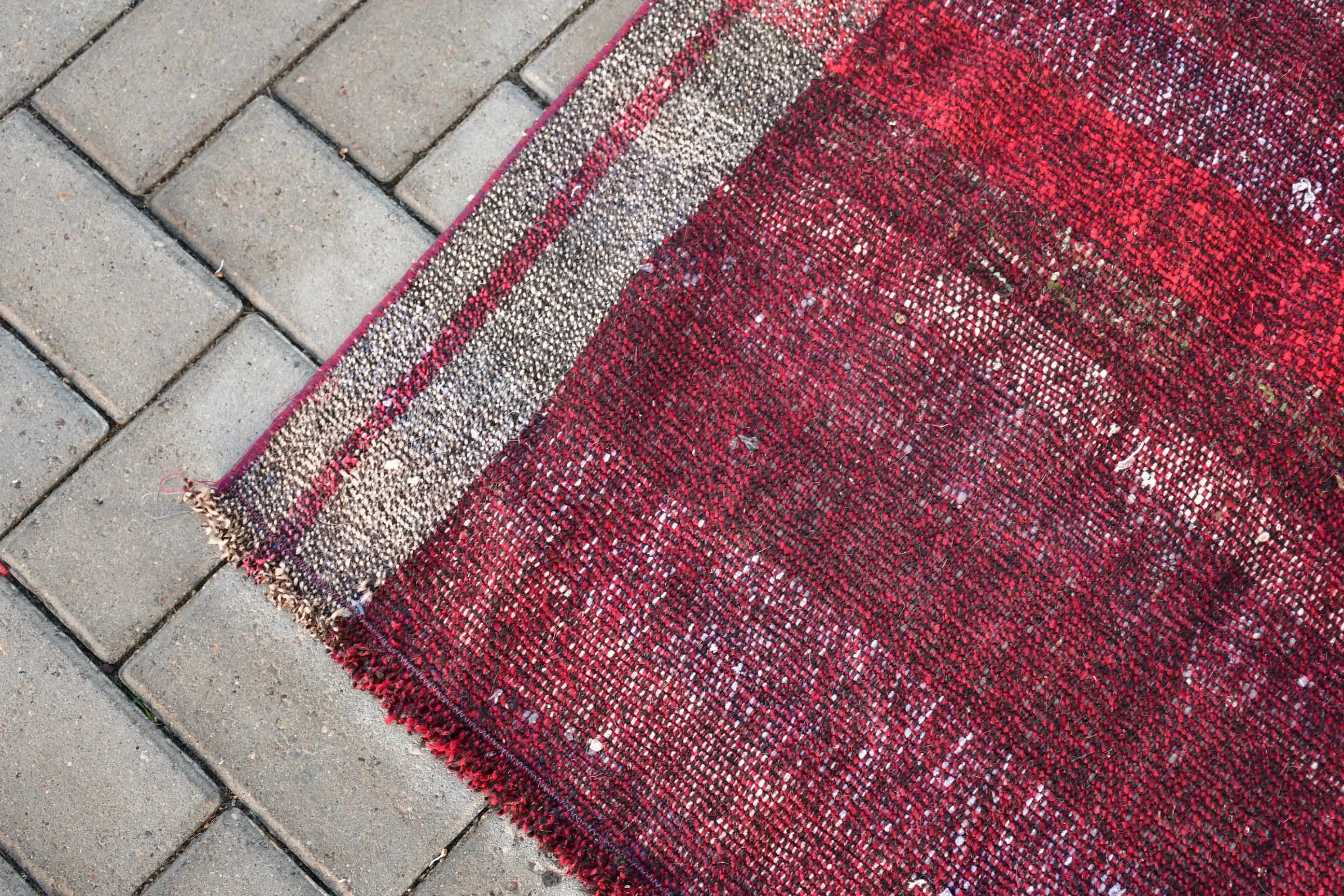 Vintage Rugs, Floor Rugs, Red Wool Rugs, Rugs for Floor, Kilim, Custom Rug, Moroccan Rug, 3.3x7.4 ft Area Rugs, Bedroom Rugs, Turkish Rug