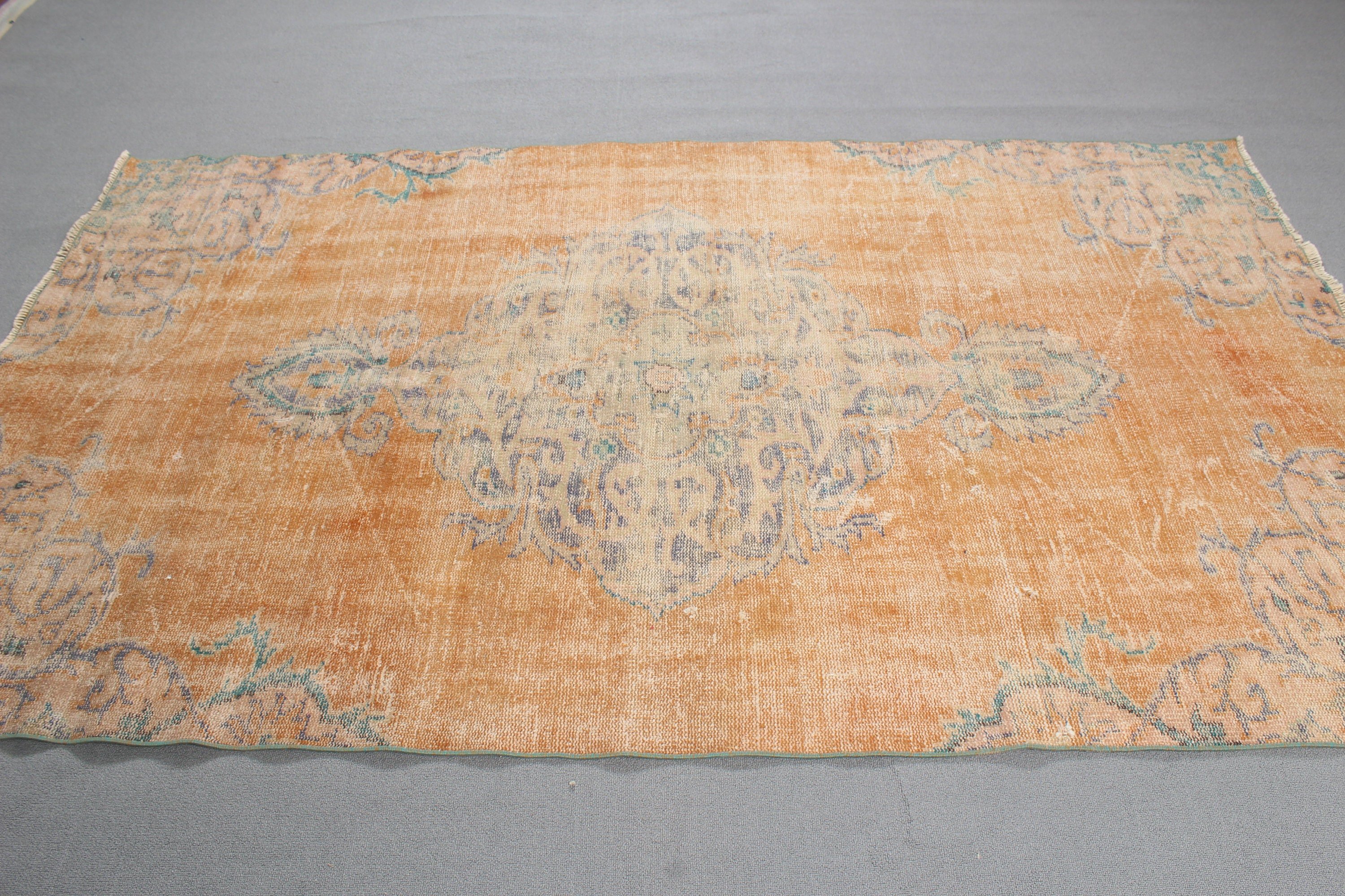 Oriental Rug, Vintage Area Rugs, Modern Rug, 4.8x8.1 ft Area Rugs, Oushak Rug, Kitchen Rug, Turkish Rugs, Orange Anatolian Rug, Vintage Rug