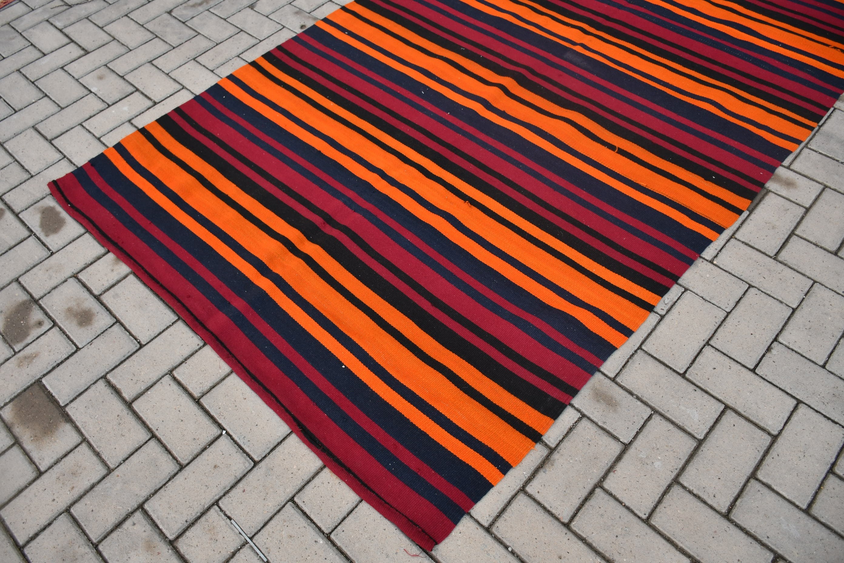 142x273 cm Salon Kilim, Oturma odası Kilim, Oturma odası Kilim, Anadolu Kilim, Yemek odası Kilim, Türk Kilim, Turuncu Zemin Kilim