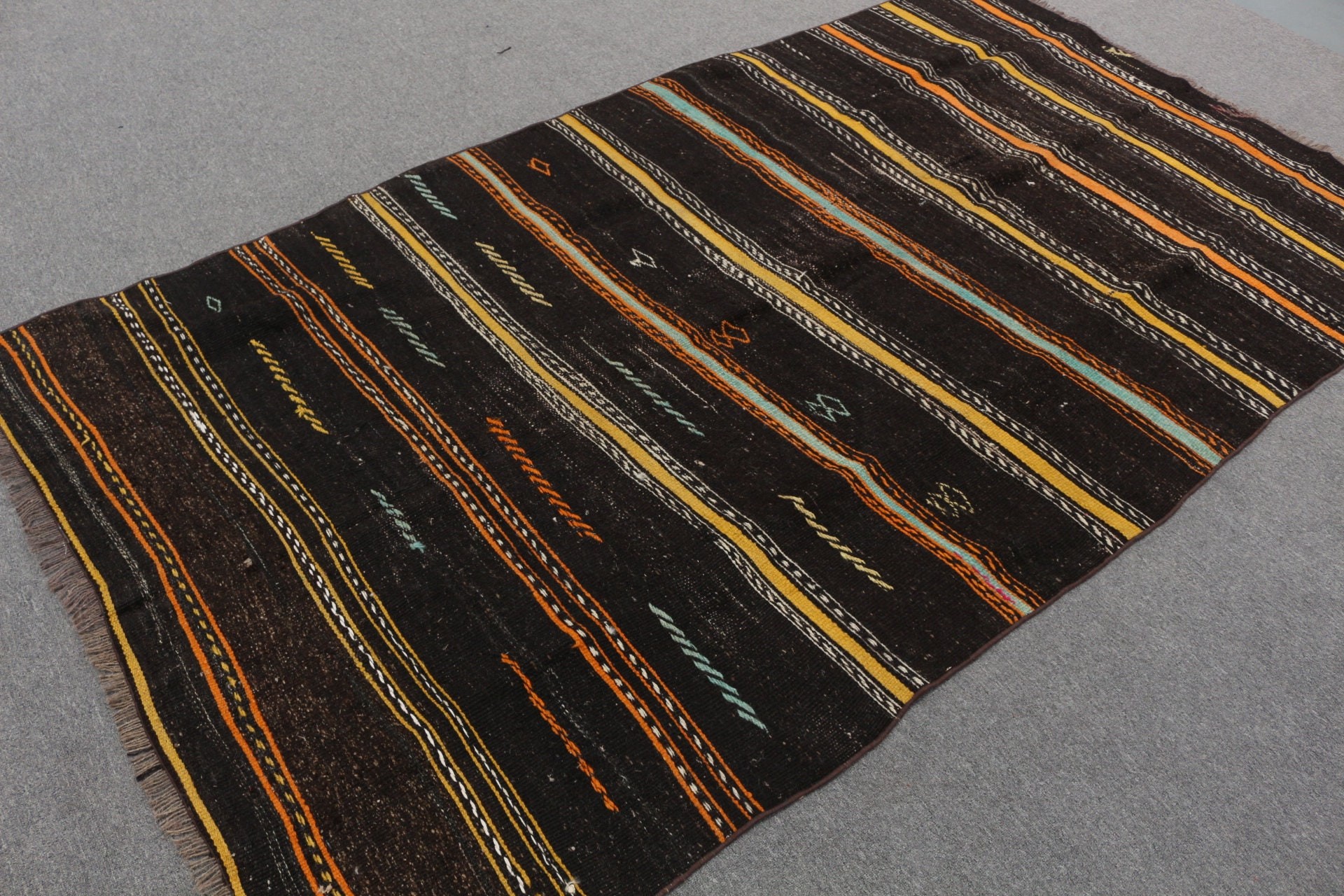 Yemek Odası Halıları, 4.9x8.8 ft Büyük Halı, Vintage Halılar, Kilim, Ev Dekor Halıları, Türk Halısı, Yatak Odası Halısı, Siyah Mutfak Halıları, Salon Halısı