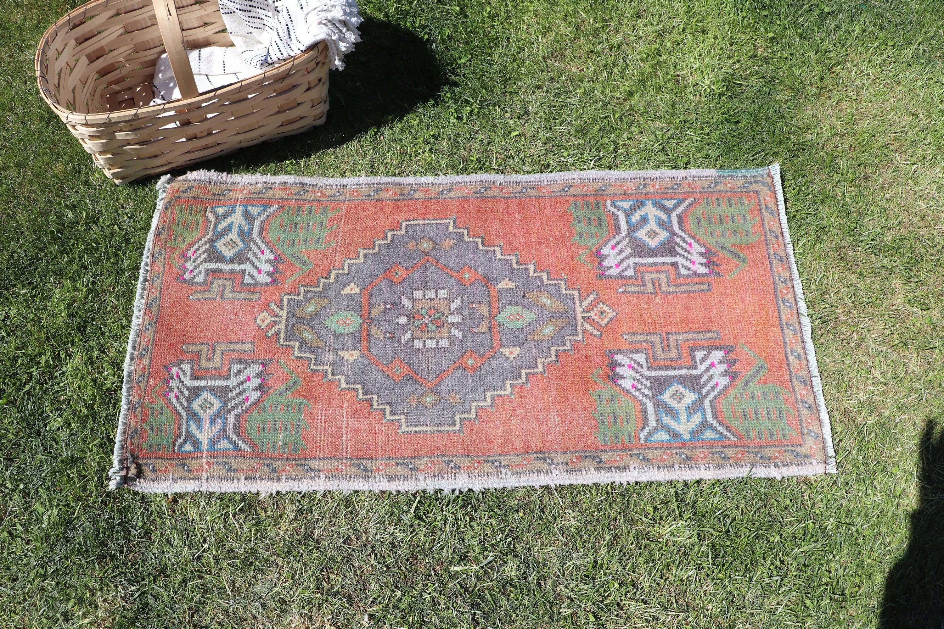 1.6x3.1 ft Small Rug, Small Vintage Rugs, Small Boho Rugs, Vintage Rugs, Orange Home Decor Rugs, Kitchen Rugs, Turkish Rug, Oriental Rugs