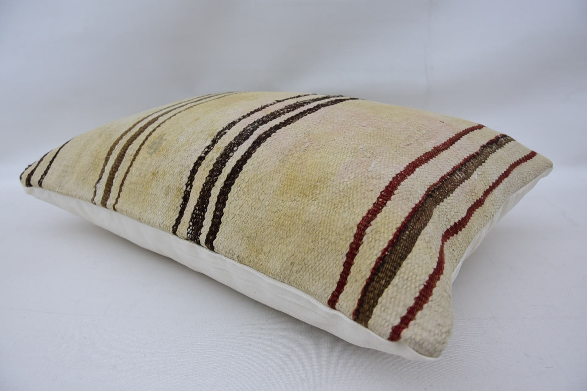 Vintage Kilim Pillow, Decorative Bolster Cushion Case, Vintage Pillow, 16"x24" Beige Cushion Cover, Home Decor Pillow, Ethnic Cushion Case