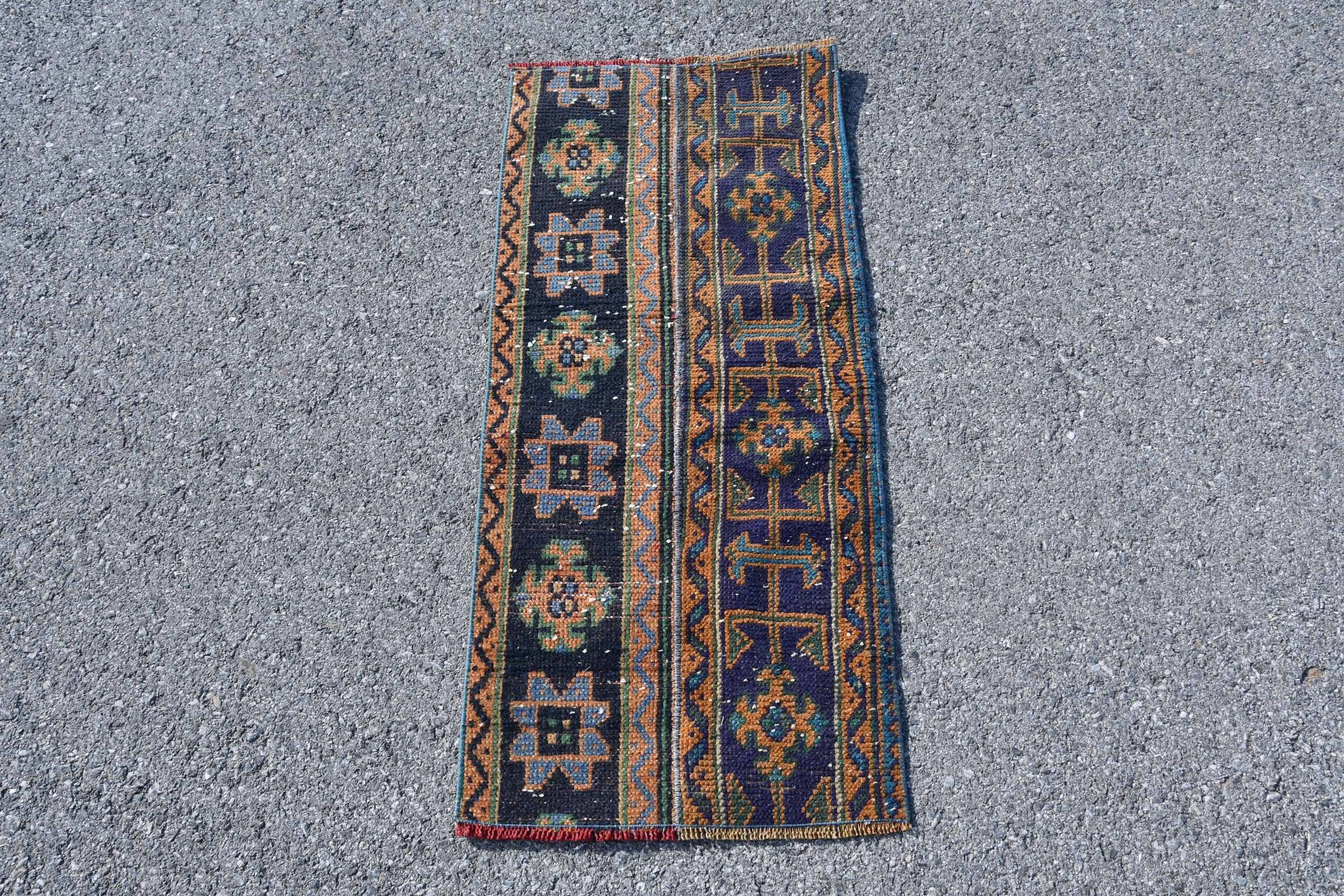 Antika Halı, 1.6x3.5 ft Küçük Halı, Türk Halıları, Mutfak Halıları, Turuncu Antika Halı, Ev Dekor Halıları, Yatak Odası Halısı, Vintage Halı, Soluk Halı