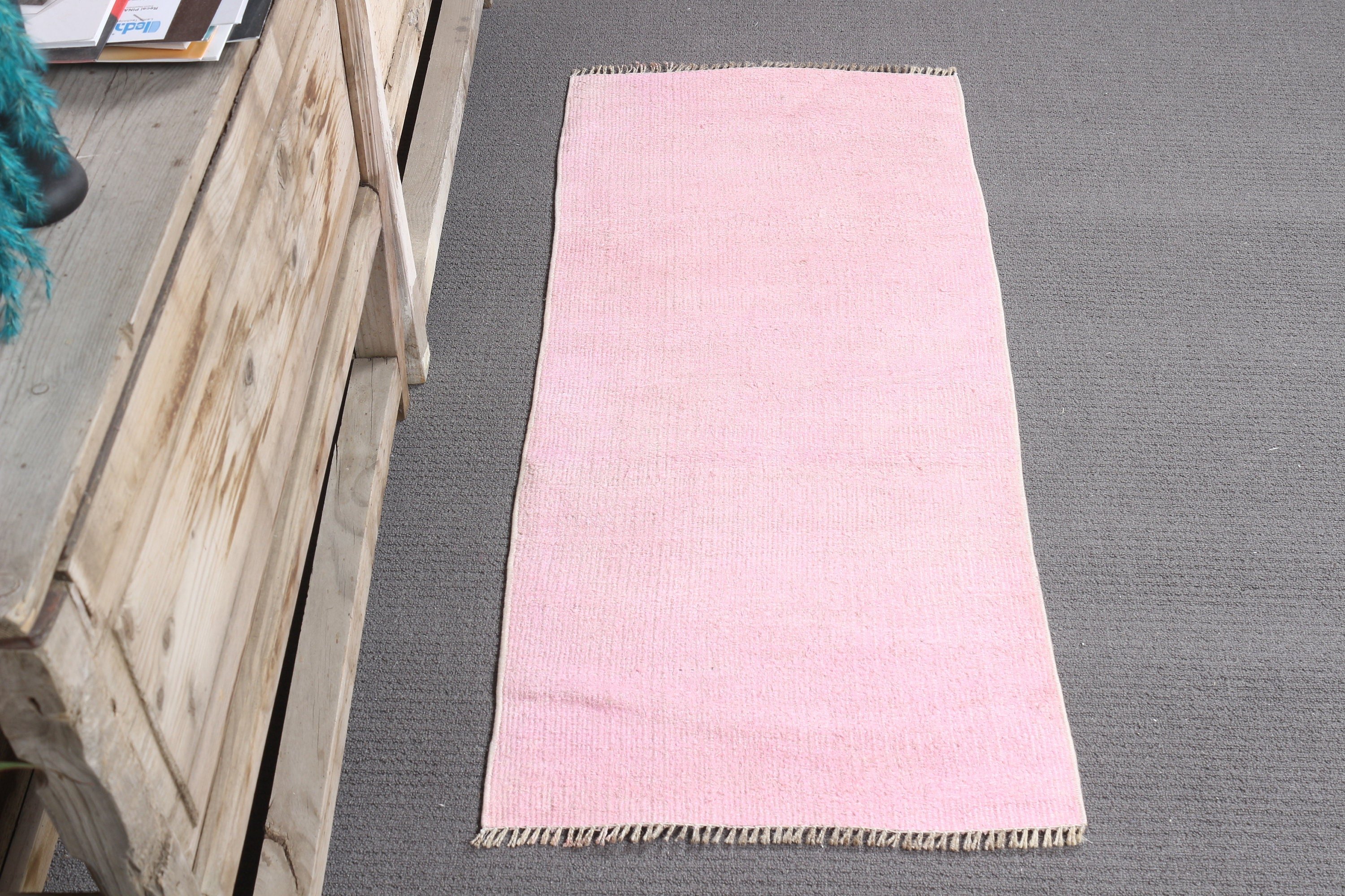 Wool Rug, Turkish Rug, Nursery Rug, 1.6x3.6 ft Small Rugs, Rugs for Kitchen, Vintage Rugs, Bathroom Rugs, Bedroom Rug, Pink Anatolian Rugs
