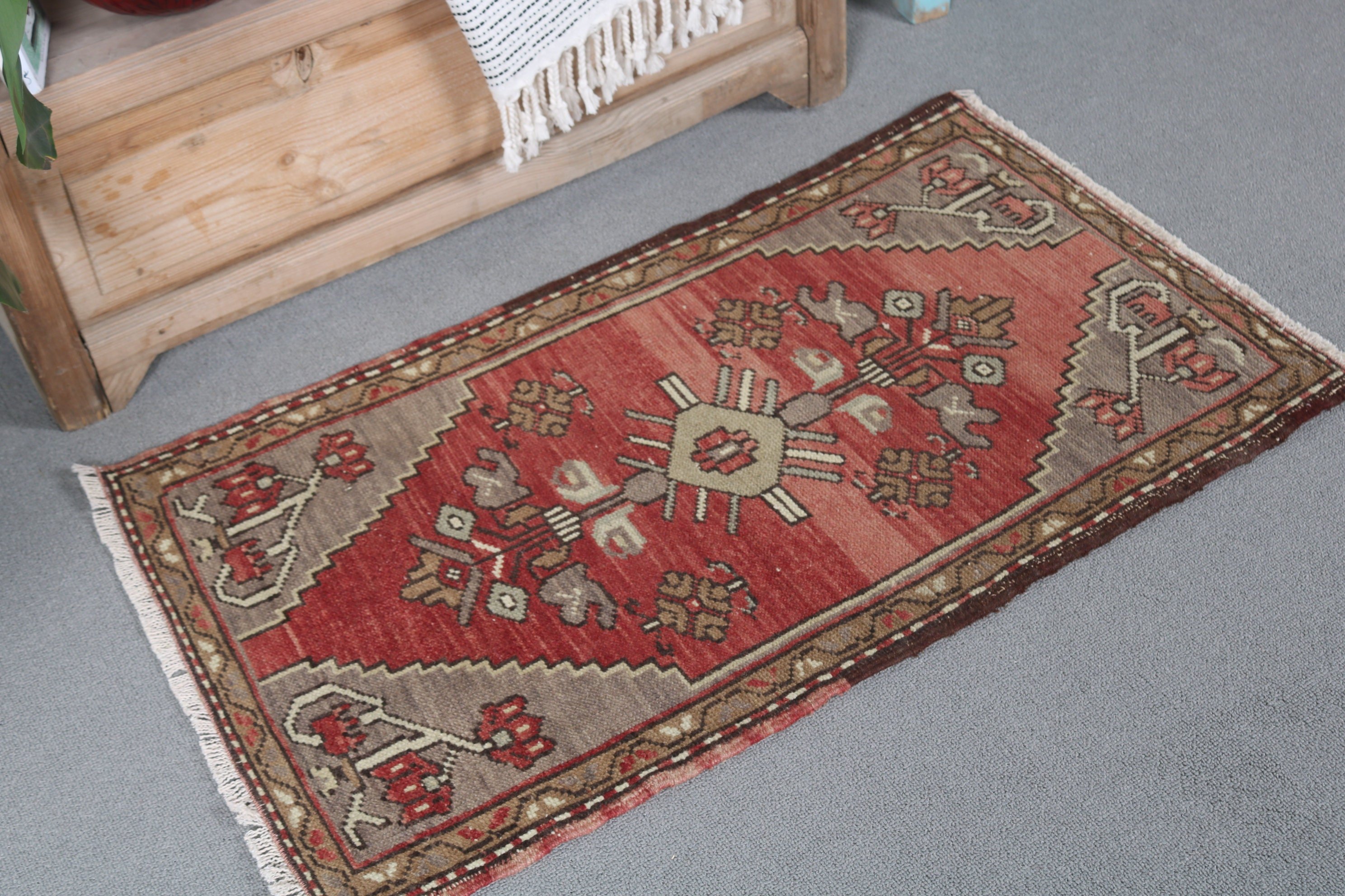 Floor Rugs, Vintage Rug, Bathroom Rug, Cool Rug, Turkish Rug, Bath Mat Cute Rug, 1.6x3 ft Small Rug, Brown Home Decor Rug, Bedroom Rugs