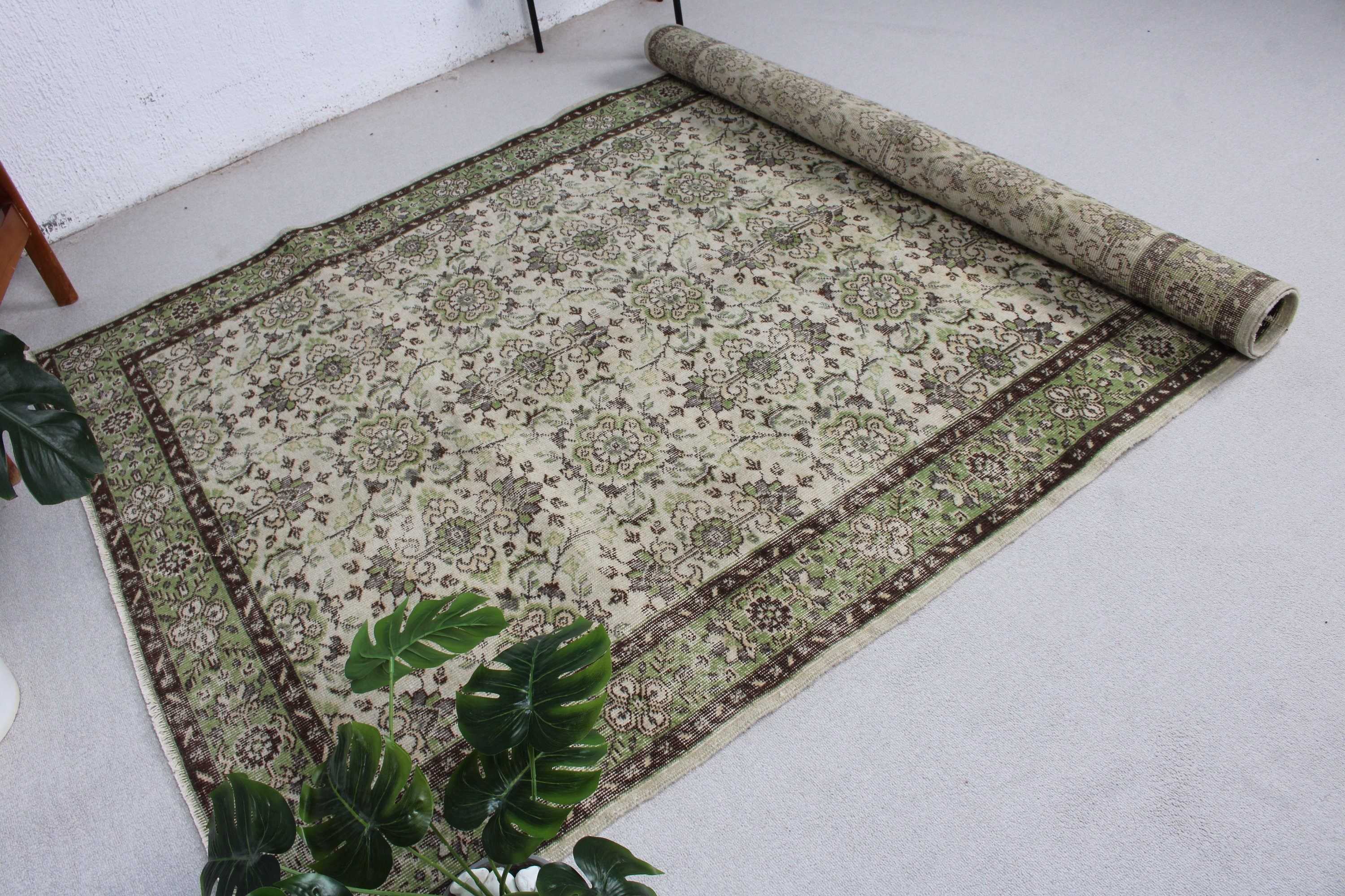 Türk Halıları, Kahverengi Zemin Halısı, Yer Halıları, Salon Halısı, Geometrik Halı, Vintage Halılar, Büyük Boho Halıları, 5.7x8.9 ft Büyük Halı, Aztek Halıları