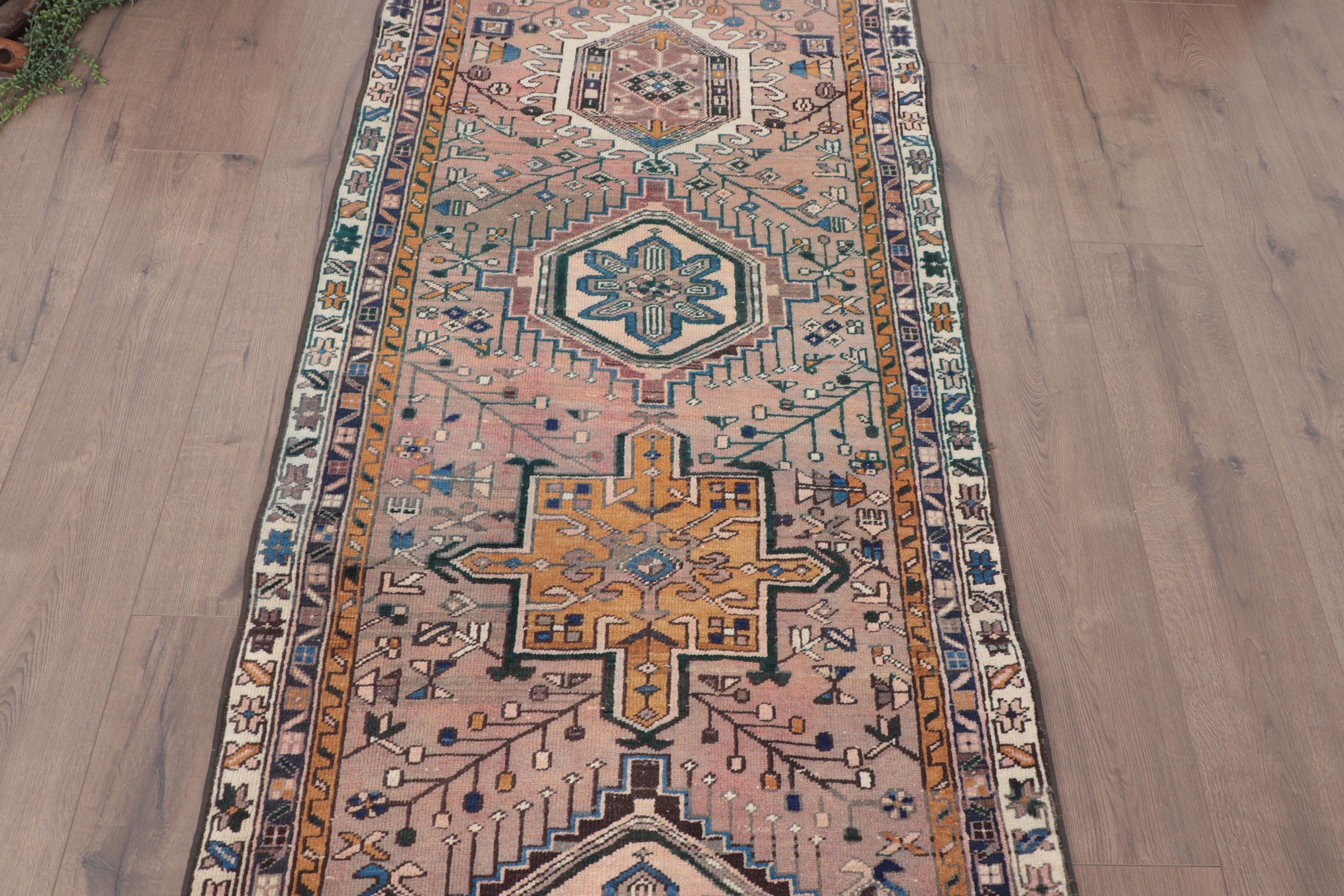 Kahverengi Yatak Odası Halıları, 2.8x10.3 ft Runner Halı, Lüks Halı, Vintage Runner Halıları, Yer Halıları, Uzun Yolluk Halıları, Türk Halısı, Vintage Halı