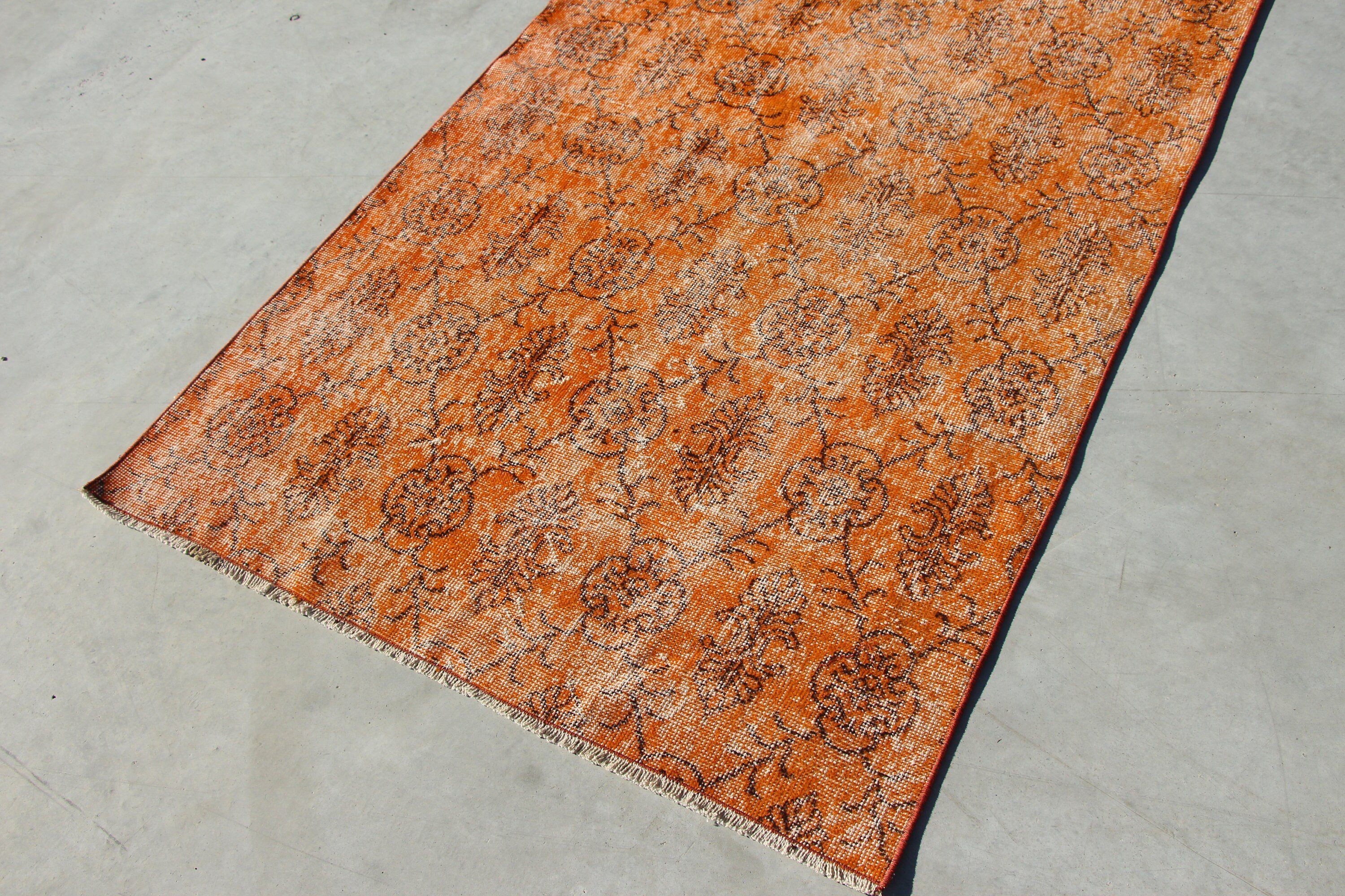 Orange Anatolian Rug, Vintage Rug, Hand Woven Rug, Turkish Rug, 3.7x6.3 ft Accent Rugs, Cool Rug, Bedroom Rug, Home Decor Rugs, Kitchen Rug