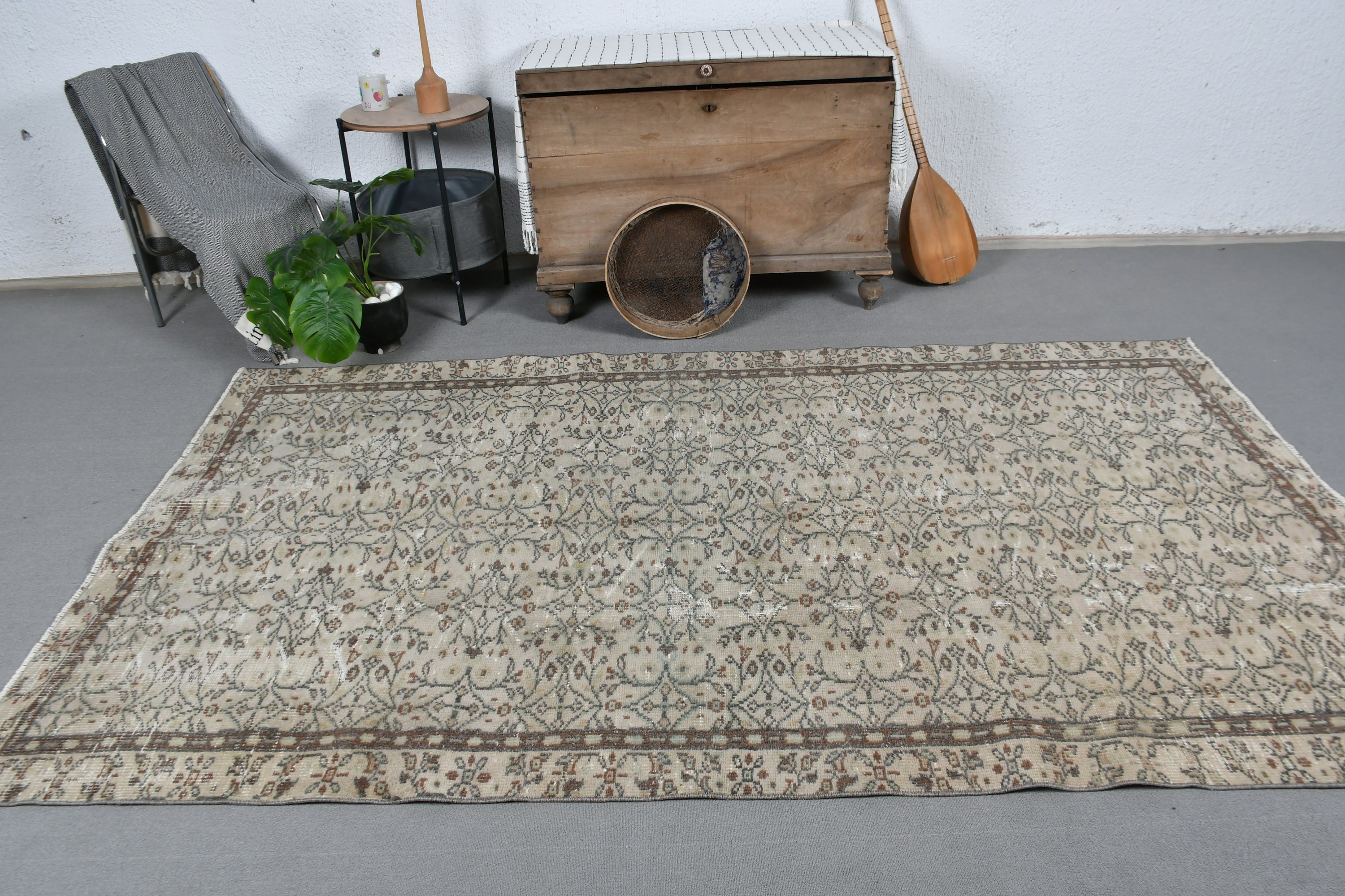 Living Room Rugs, Green Floor Rug, 5.2x8.7 ft Large Rug, Bedroom Rugs, Turkish Rug, Kitchen Rugs, Antique Rug, Rugs for Salon, Vintage Rug