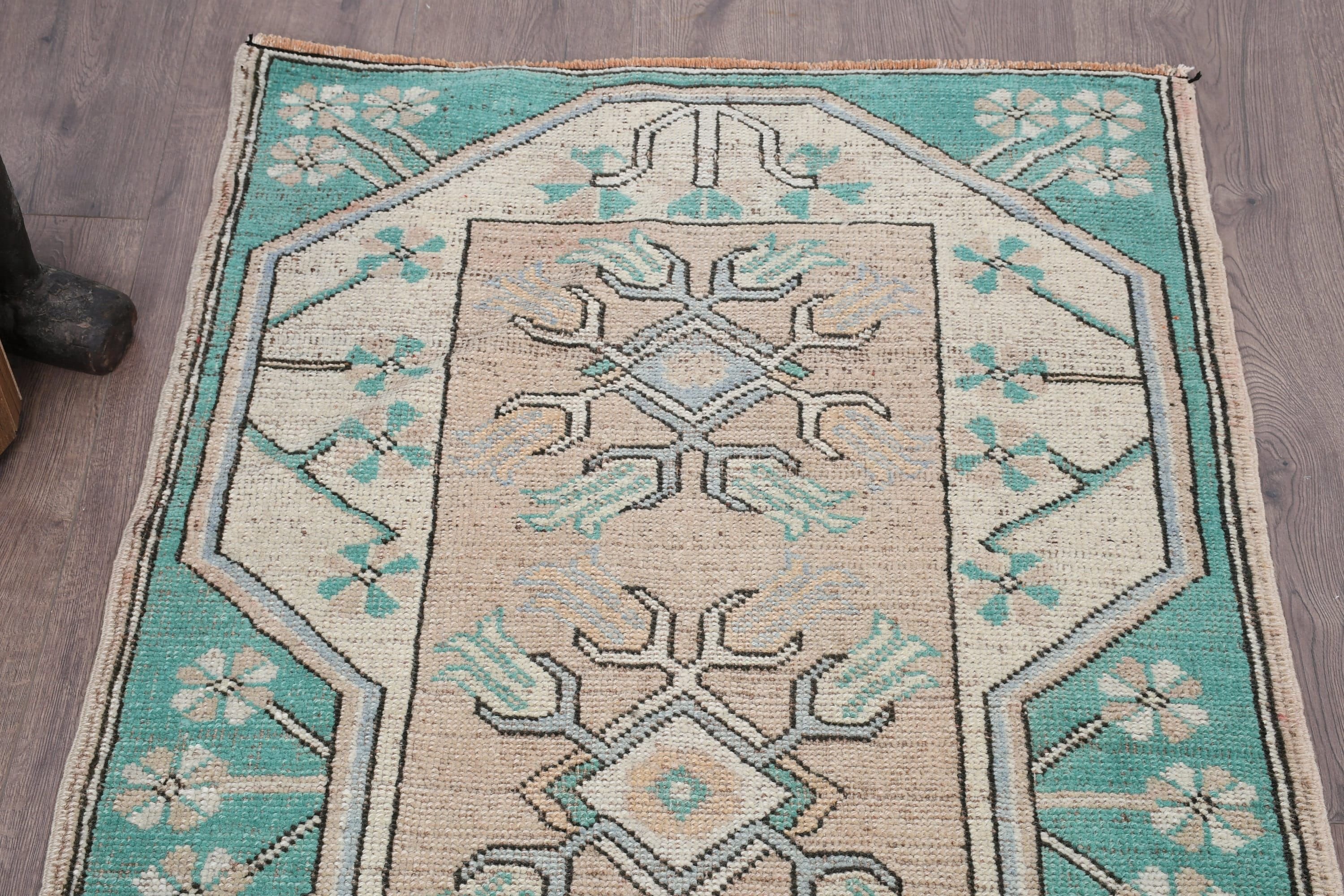 Art Rug, Corridor Rug, Floor Rug, Rugs for Stair, Pale Rug, Turkish Rugs, Vintage Rug, Green Oriental Rug, 2.7x8.6 ft Runner Rug, Wool Rugs