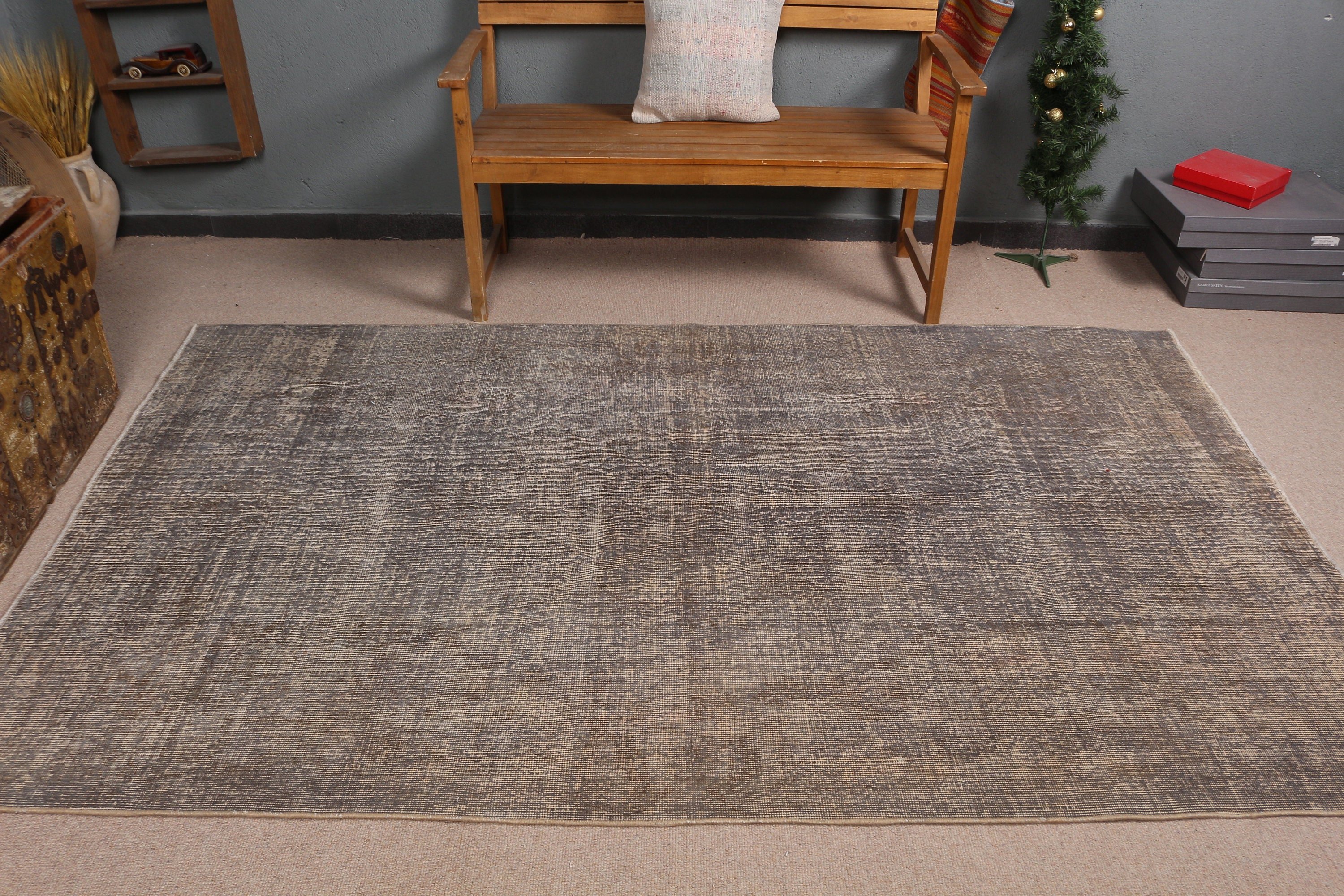 Retro Rug, Oushak Rugs, Gray Kitchen Rug, Salon Rug, Turkish Rug, Home Decor Rugs, Vintage Rugs, Dining Room Rugs, 5.2x8.2 ft Large Rugs