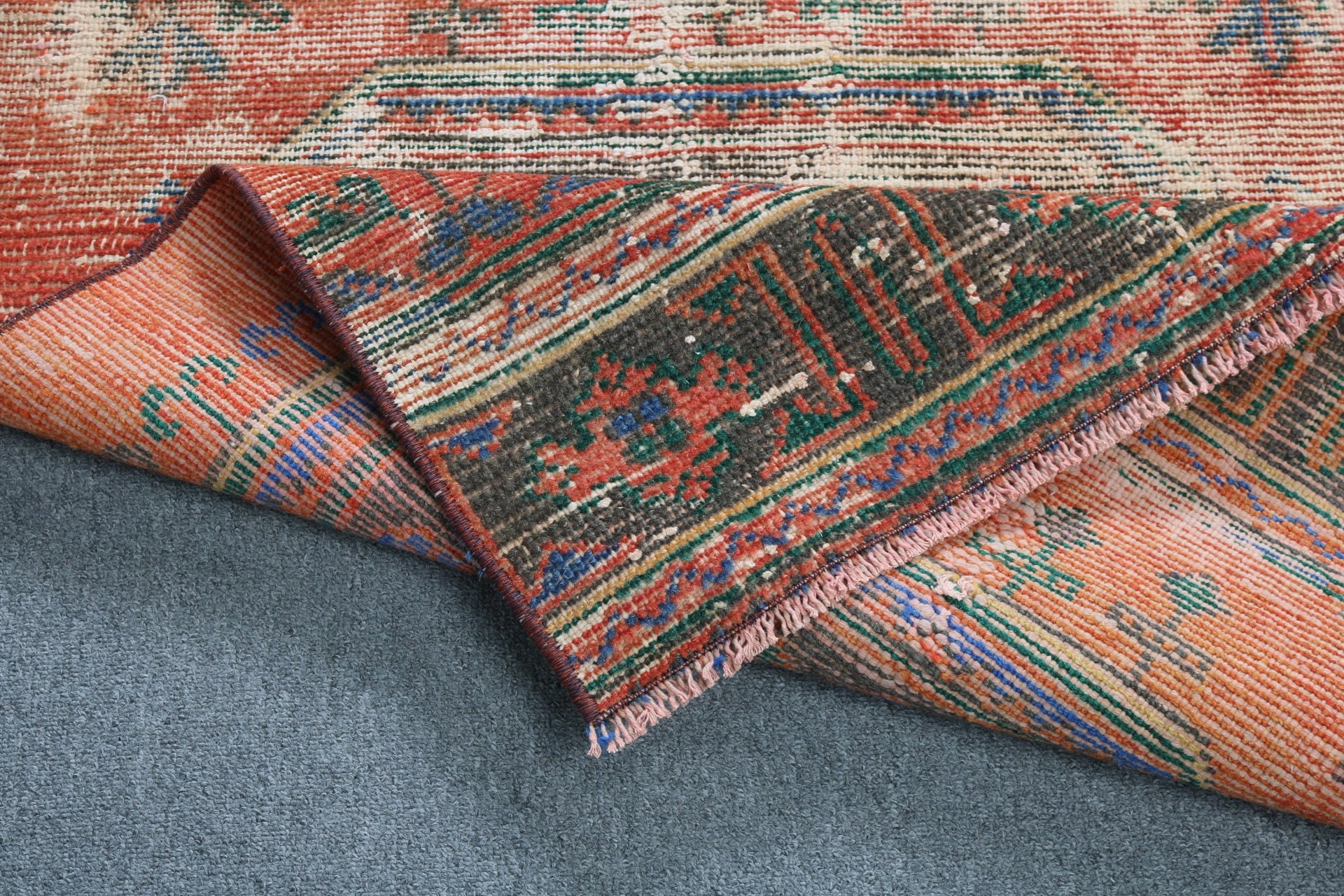 Türk Halısı, Koridor Halıları, Merdiven Halıları, Havalı Halı, Kırmızı Boho Halıları, 2,5x11,5 ft Koşucu Halısı, Koridor Halıları, Vintage Halılar