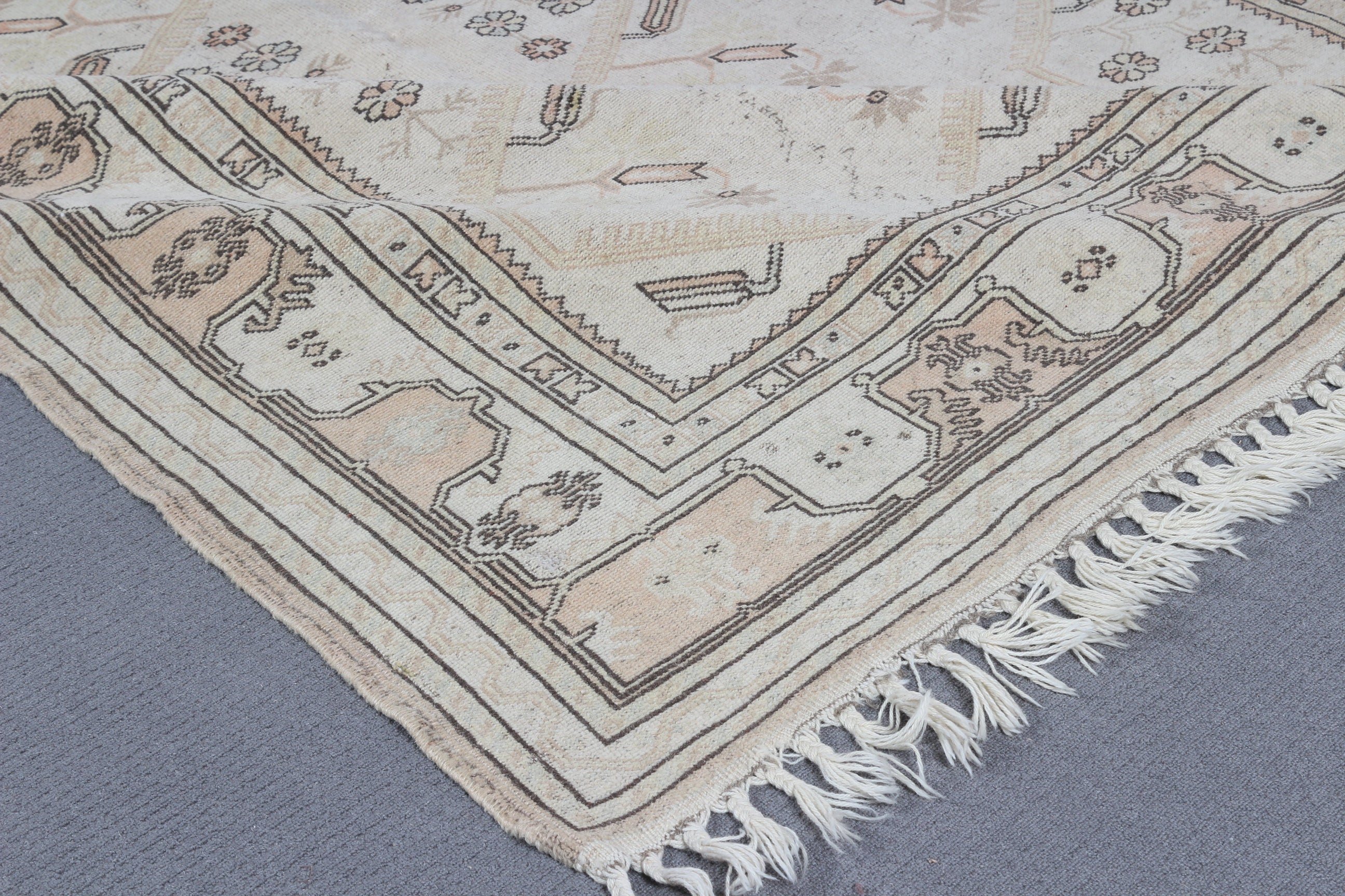 Bedroom Rugs, Turkish Rug, Living Room Rugs, 6.6x9.2 ft Large Rug, Vintage Rug, Beige Oriental Rug, Rugs for Dining Room