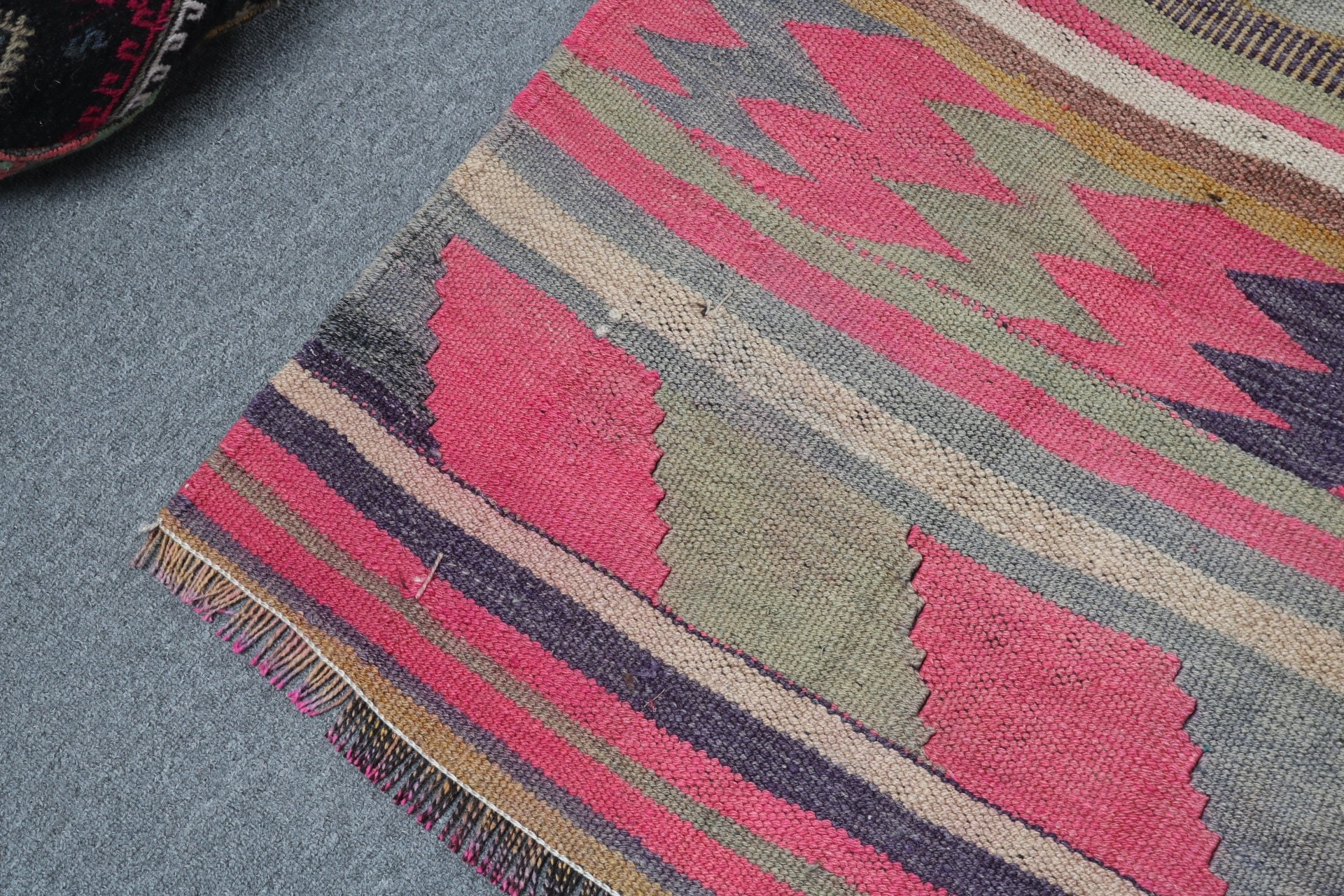 Cool Rug, Turkish Rugs, Kilim, 2.6x9.6 ft Runner Rugs, Beni Ourain Runner Rug, Boho Rug, Vintage Rugs, Handwoven Rug, Pink Home Decor Rug