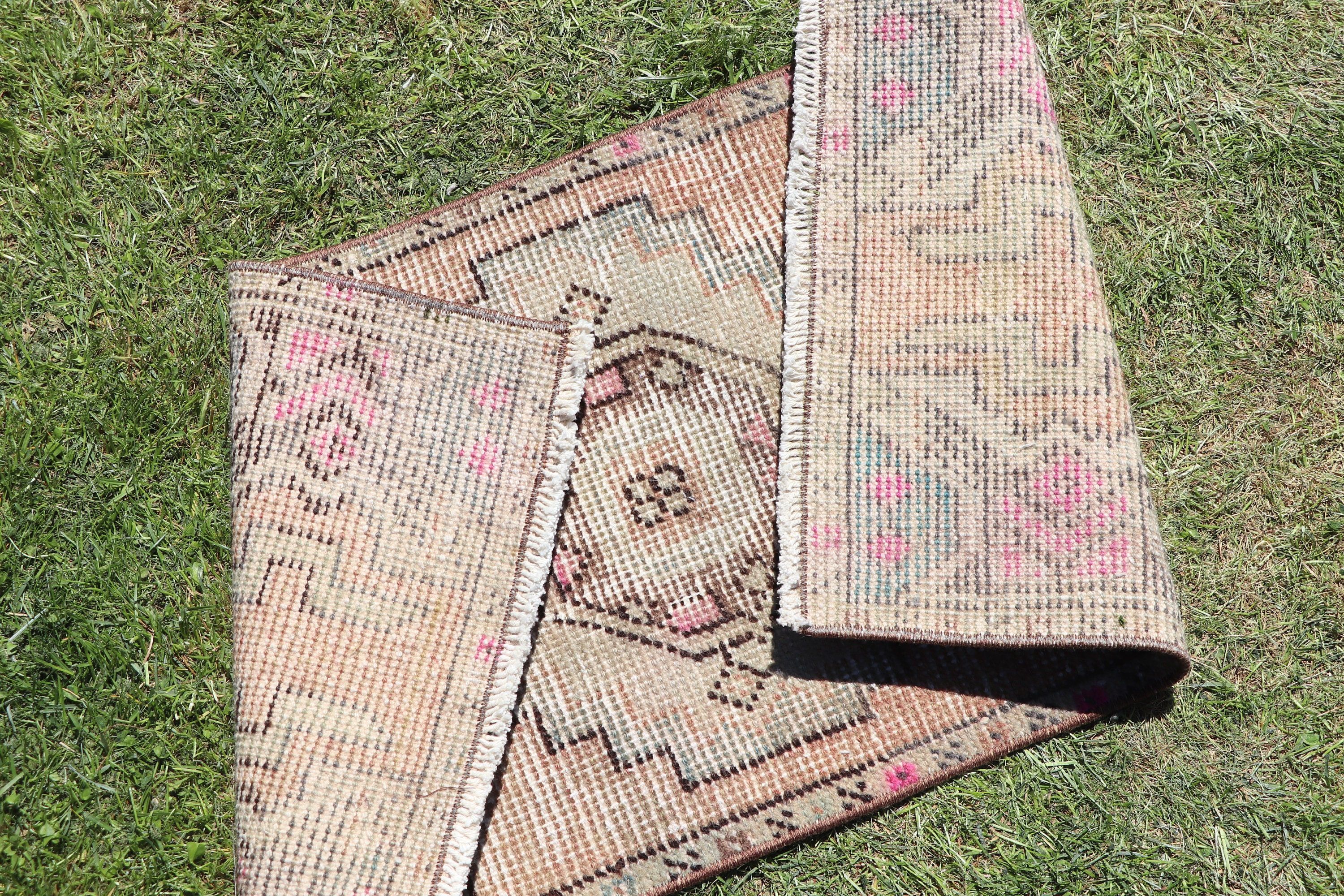 Rugs for Bathroom, Bedroom Rug, Orange Luxury Rug, 1.4x2.9 ft Small Rug, Small Vintage Rug, Vintage Rugs, Turkish Rugs, Luxury Rugs