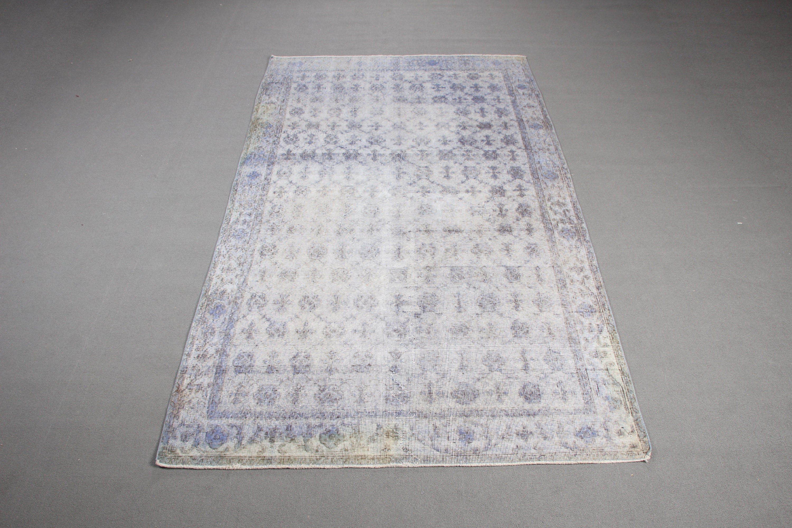 Salon Rugs, Geometric Rug, Antique Rug, Large Oushak Rugs, Blue Moroccan Rugs, Floor Rug, Vintage Rug, Turkish Rugs, 5.1x8.9 ft Large Rugs