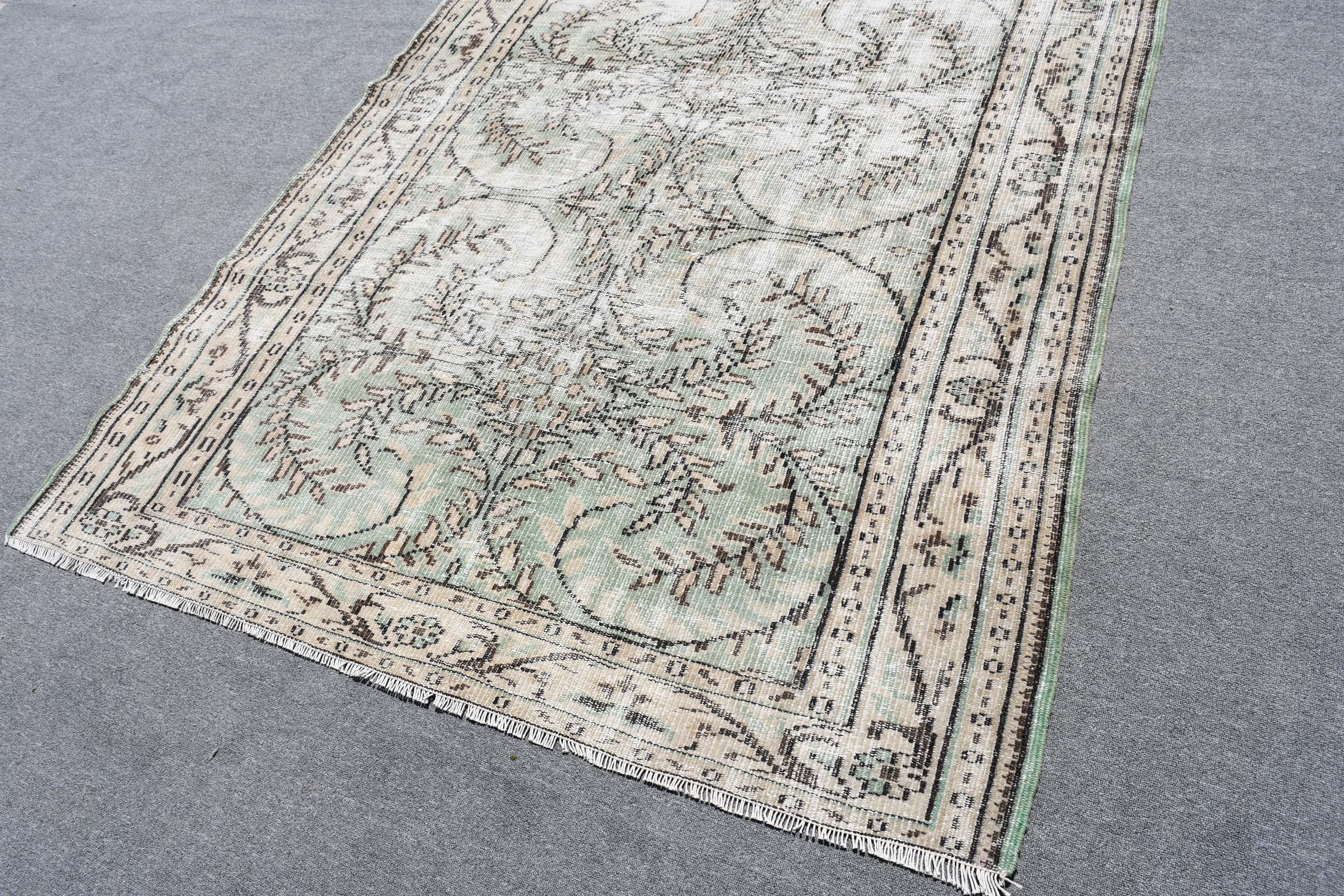 Vintage Rugs, Oriental Rugs, Home Decor Rugs, Turkish Rugs, Salon Rug, Green Anatolian Rug, 5.5x8.7 ft Large Rugs, Dining Room Rugs