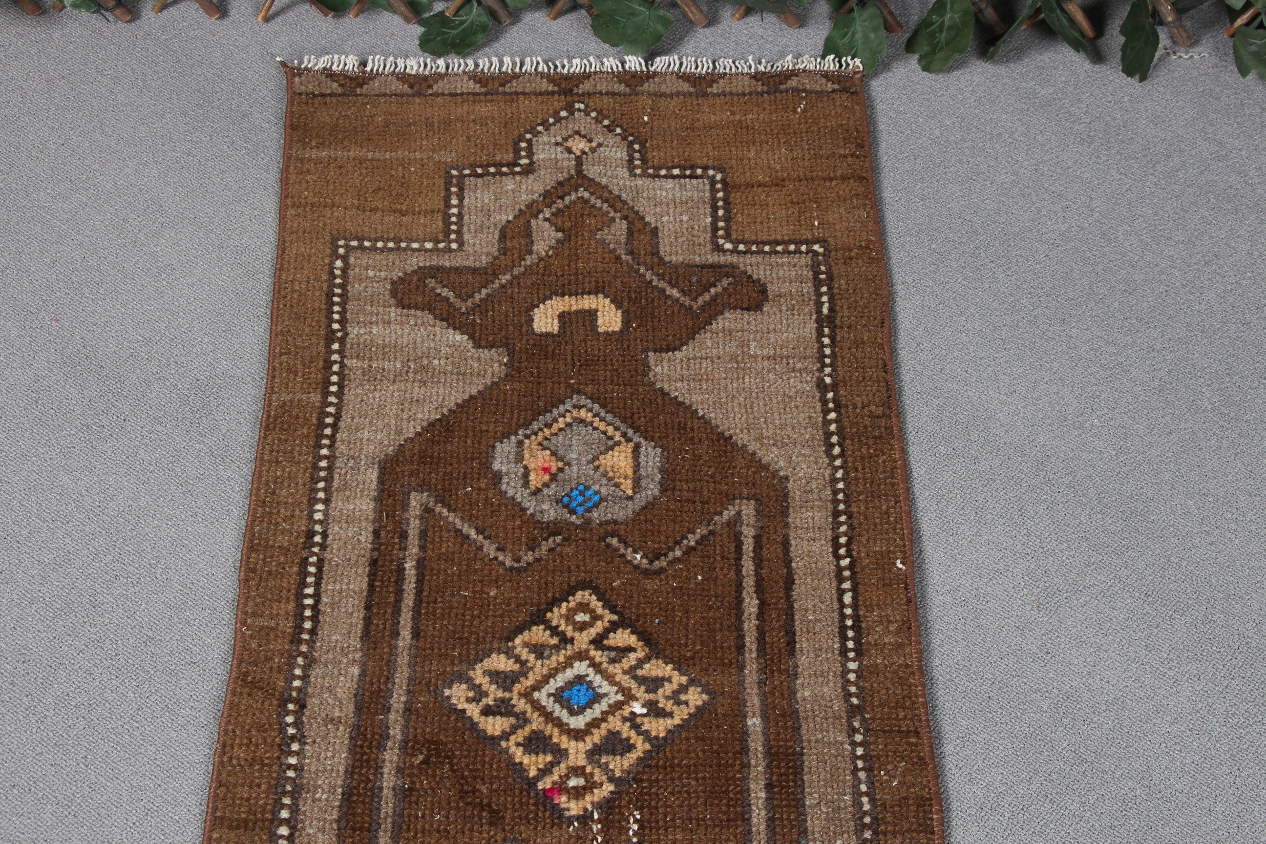 Bronze Cool Rugs, Cool Rug, Turkish Rug, Door Mat Rug, 1.4x3.5 ft Small Rug, Vintage Rugs, Nursery Rug, Anatolian Rug, Rugs for Kitchen