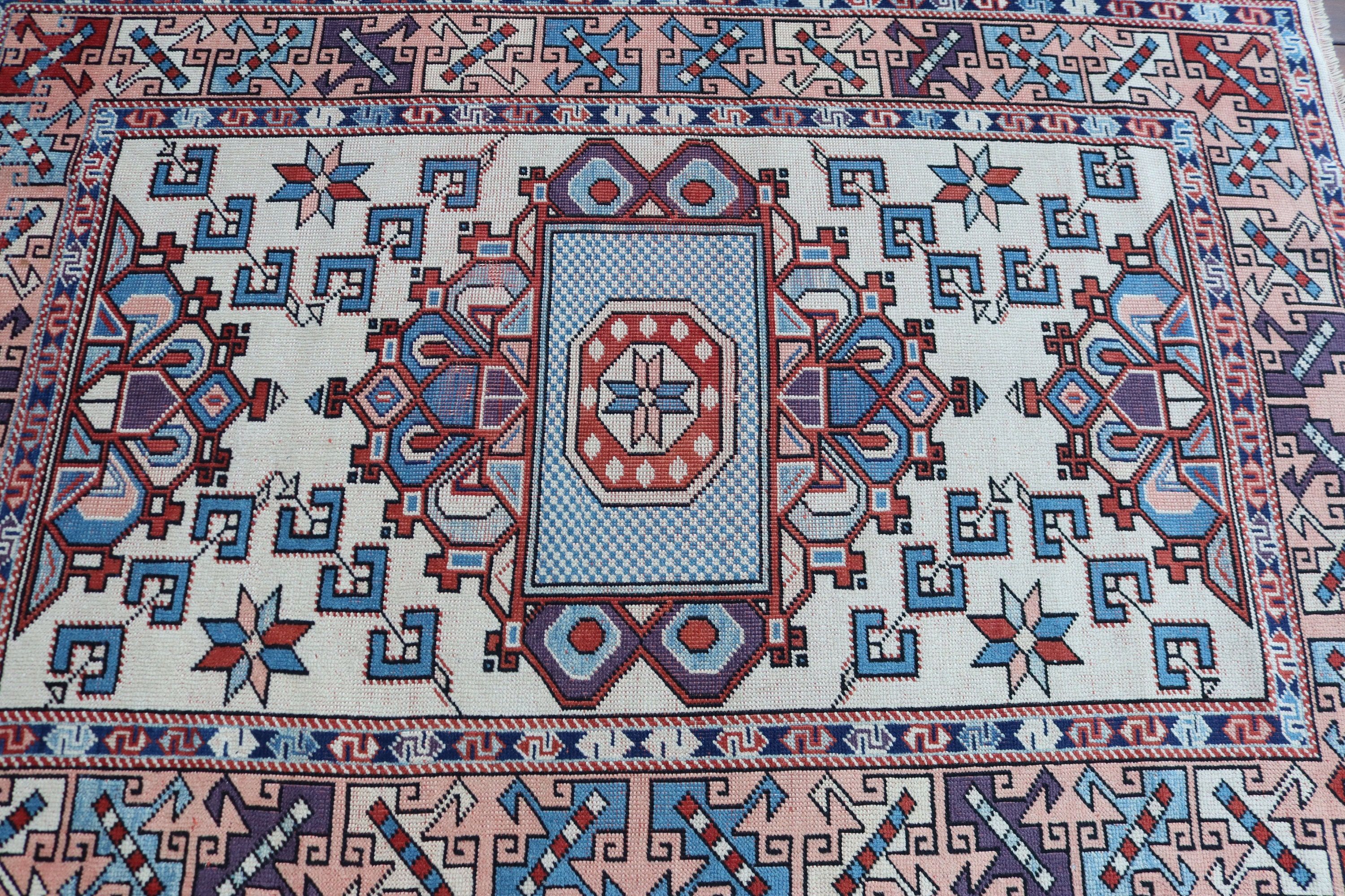 Vintage Halılar, Giriş Halıları, Dekoratif Halılar, Antika Halılar, El Dokuma Halılar, Bej Düz Dokuma Halılar, Türk Halısı, 4x5.7 ft Accent Halı