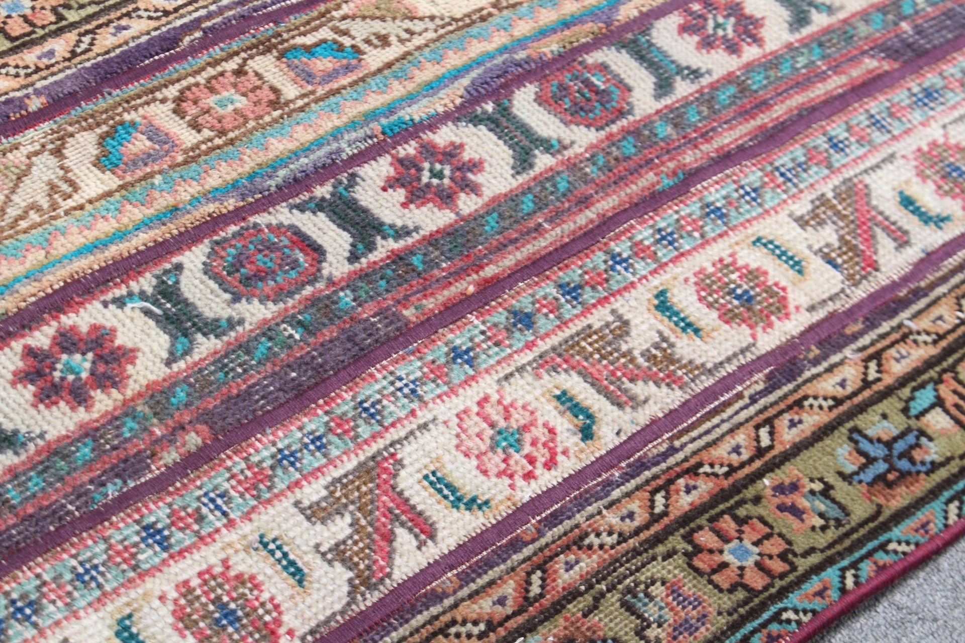 Yeşil Oryantal Halılar, Banyo Halıları, 1.8x4.9 ft Küçük Halı, Boho Halıları, Duvara Asılı Halılar, Yün Halı, Vintage Halı, Türk Halıları