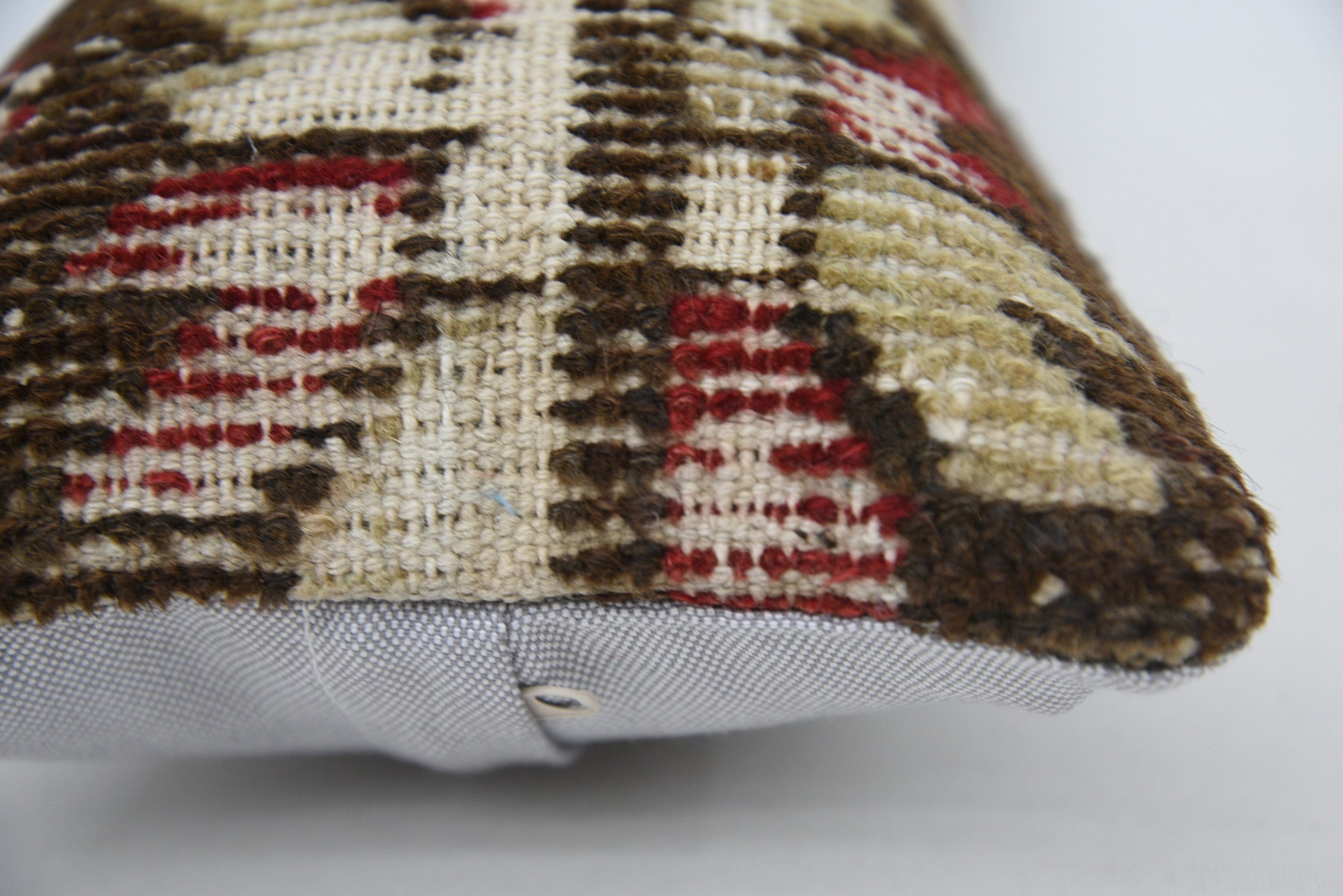 Turkish Corner Cushion, Kilim Pillow Cover, Ethnical Kilim Rug Pillow, Turkish Pillow, 8"x16" Brown Cushion Cover