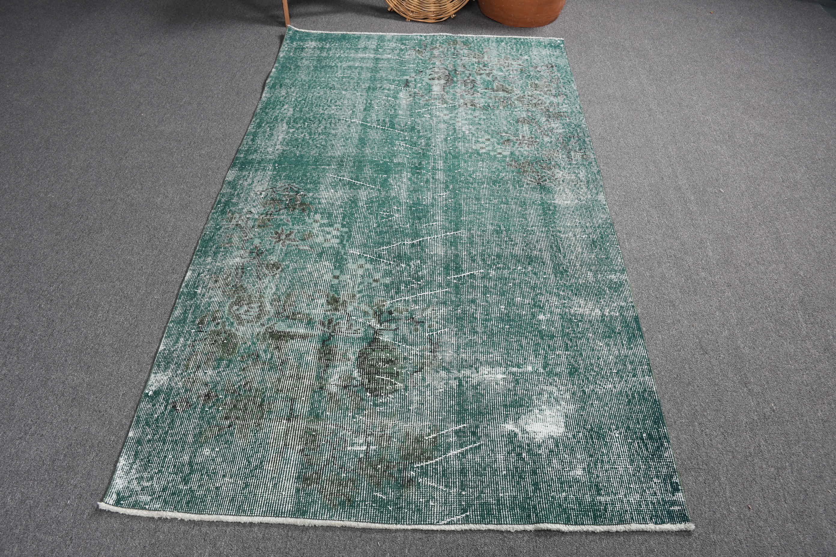 Vintage Rugs, Green Home Decor Rugs, Wool Rug, Turkish Rug, 3.8x6.8 ft Area Rug, Eclectic Rug, Kitchen Rug, Dining Room Rugs, Rugs for Area