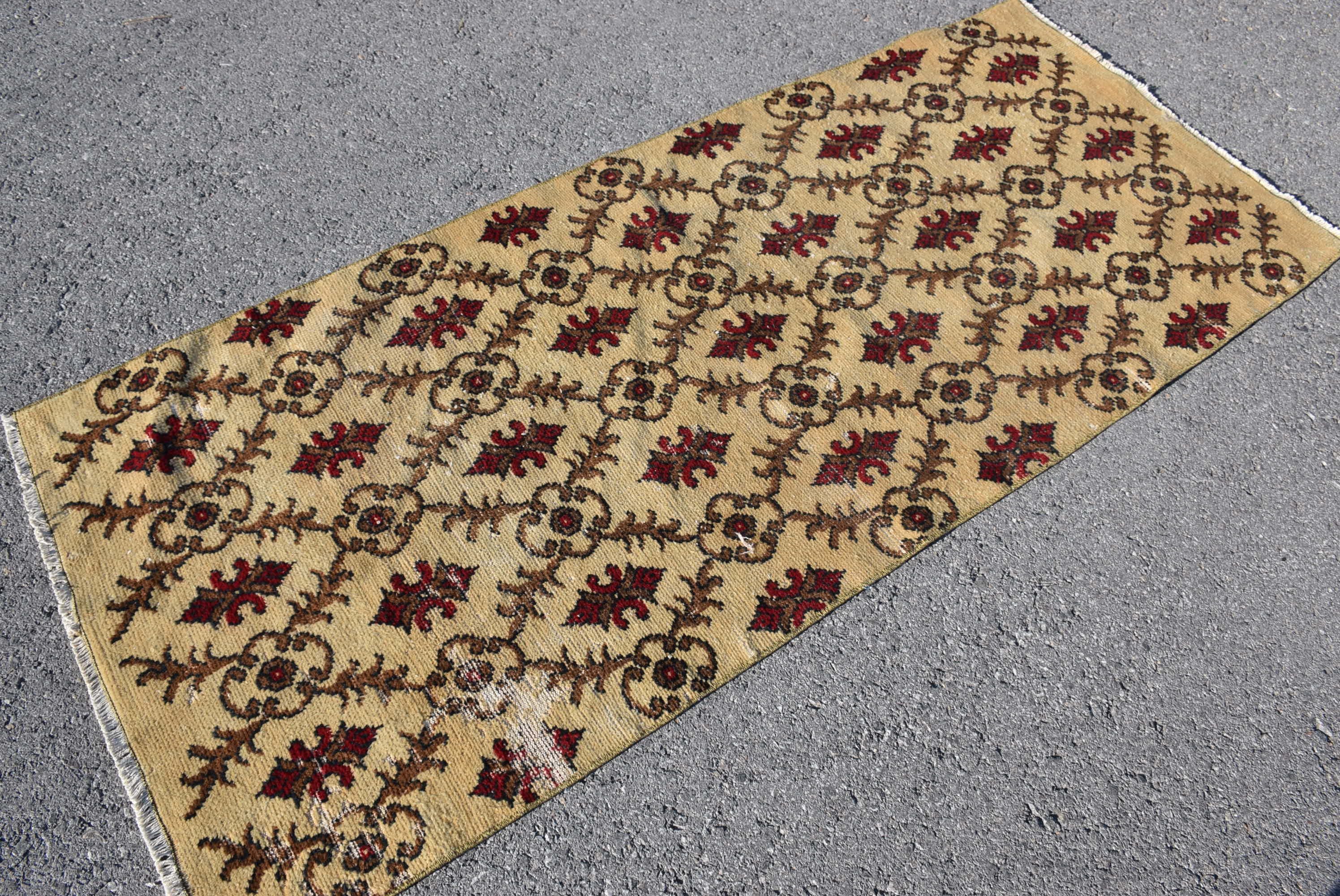 Floor Rug, Nursery Rugs, Turkish Rugs, 2.8x6.6 ft Accent Rugs, Rugs for Kitchen, Beige Cool Rugs, Entry Rug, Vintage Rug, Bedroom Rug