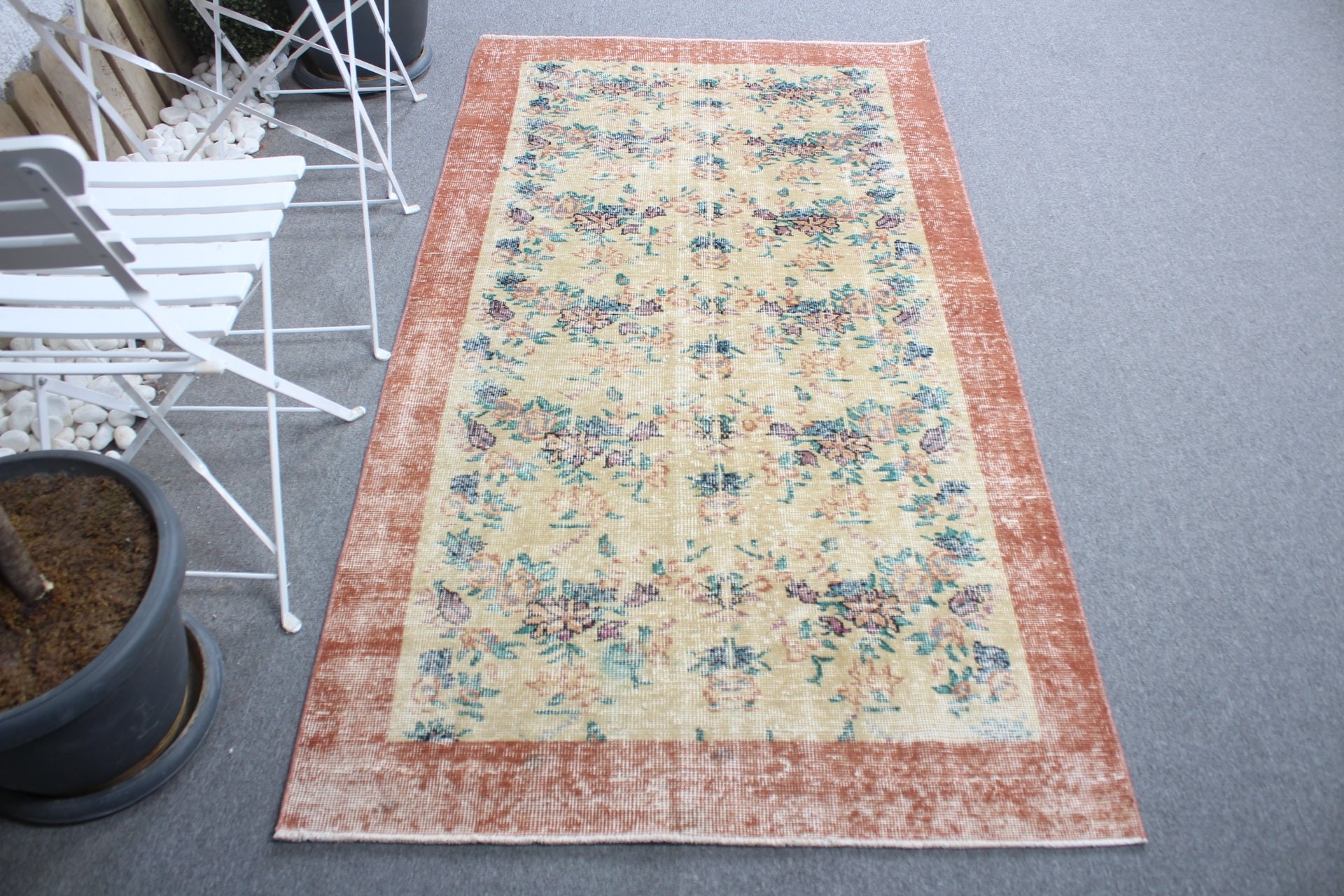 Vintage Rugs, Entry Rug, Rugs for Entry, 3.5x6.7 ft Accent Rug, Nursery Rug, Turkish Rugs, Beige Moroccan Rug, Anatolian Rugs, Kitchen Rug