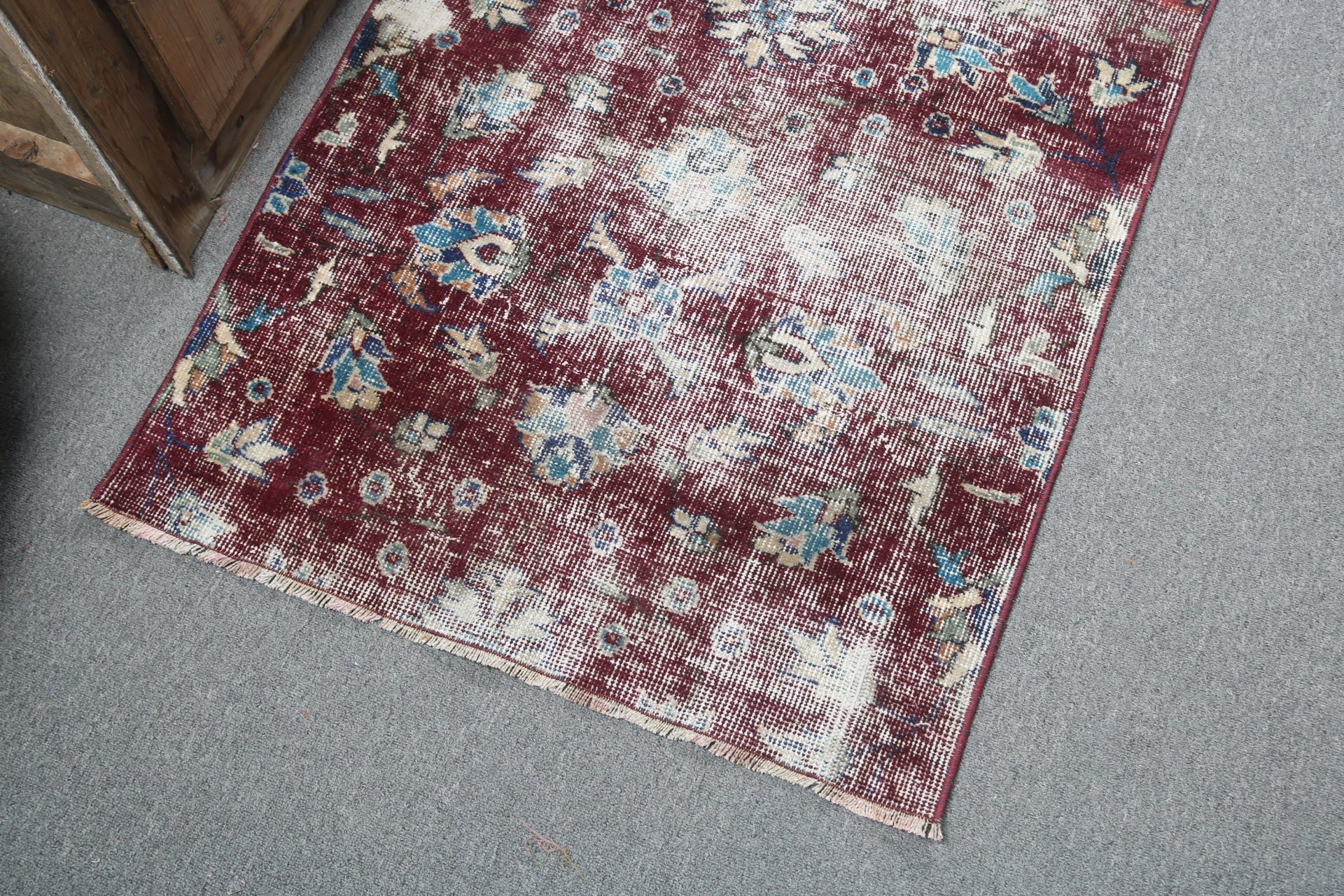 Türk Halısı, Kapı Paspası Halısı, Mor Antika Halı, Yün Halısı, Mutfak Halısı, Vintage Halı, 2.6x3.7 ft Küçük Halı, Oushak Halısı, Banyo Halıları