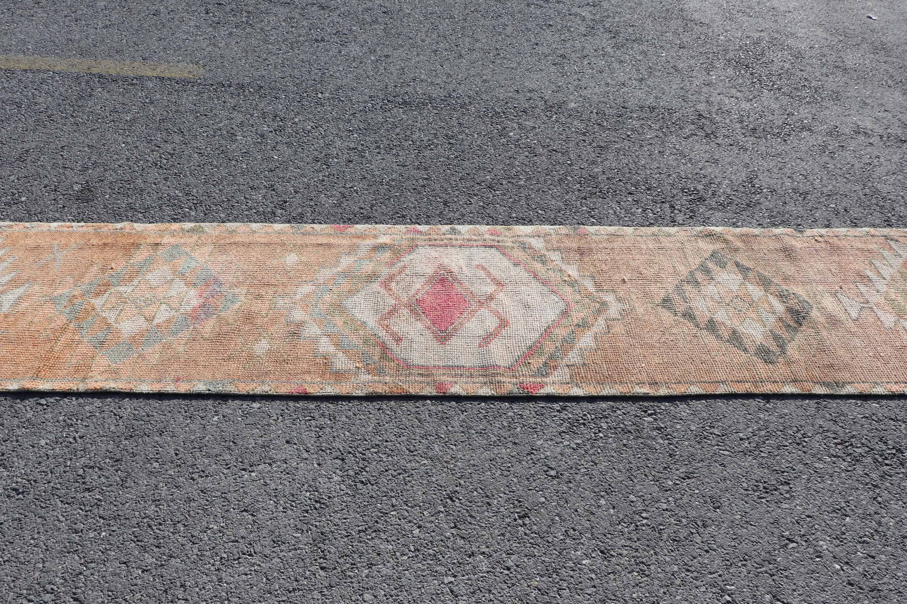 Oushak Rugs, Turkish Rug, Stair Rug, Ethnic Rug, Vintage Rugs, 2.5x12.8 ft Runner Rug, Rugs for Corridor, Kitchen Rugs, Brown Antique Rugs