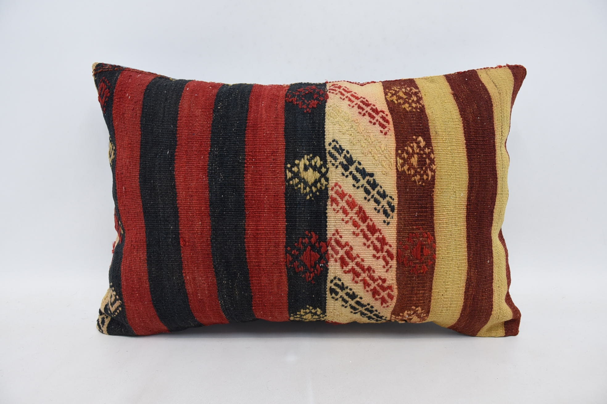 Interior Designer Pillow, 16"x24" Red Cushion, Morroccon Kilim Cushion Cushion Case, Ethnical Kilim Rug Pillow, Home Decor Pillow