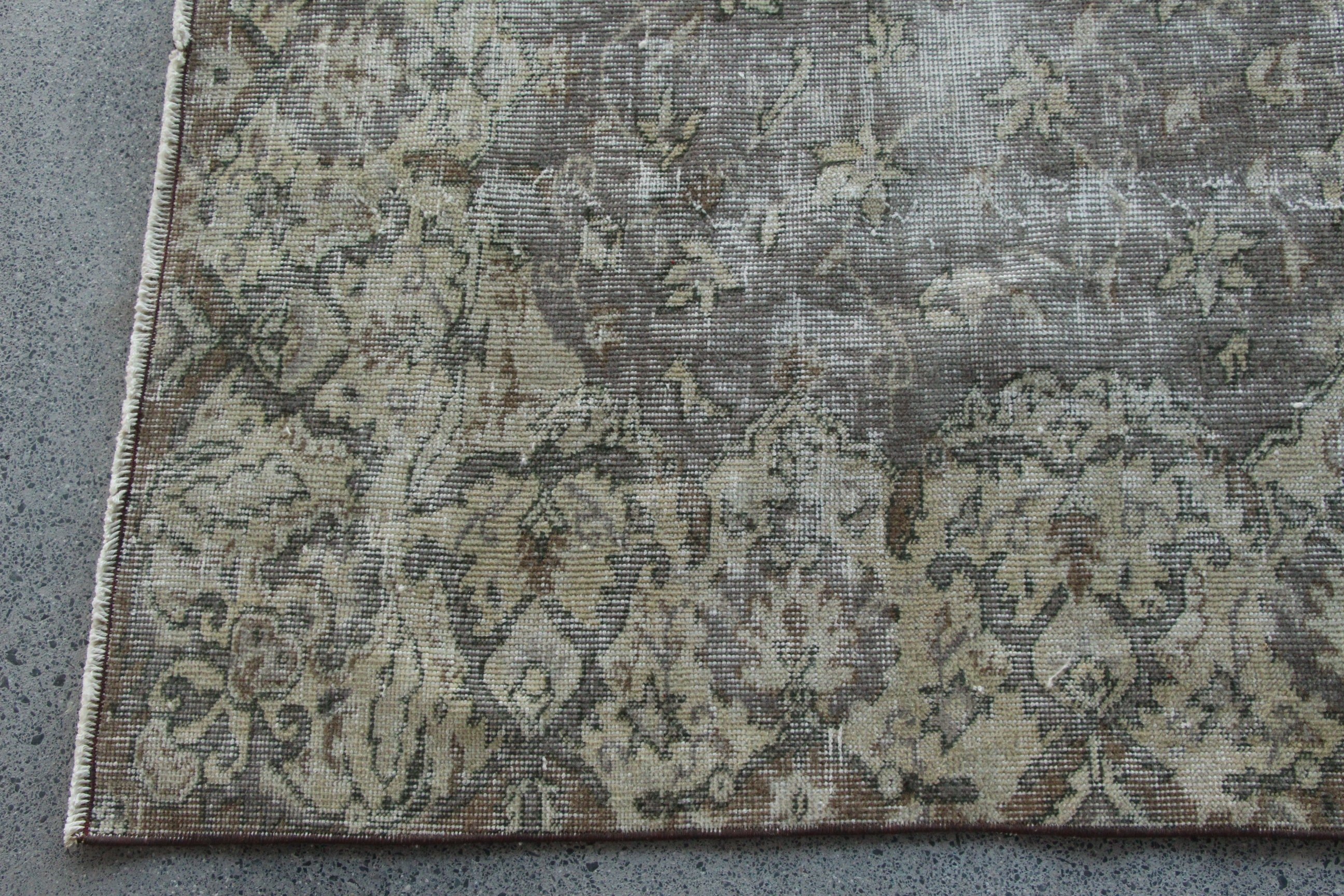 Oushak Halıları, 5.2x8.6 ft Büyük Halı, Sanatsal Halılar, Vintage Halılar, Havalı Halılar, Gri Yün Halılar, Türk Halıları, Büyük Vintage Halılar, Yatak Odası Halısı