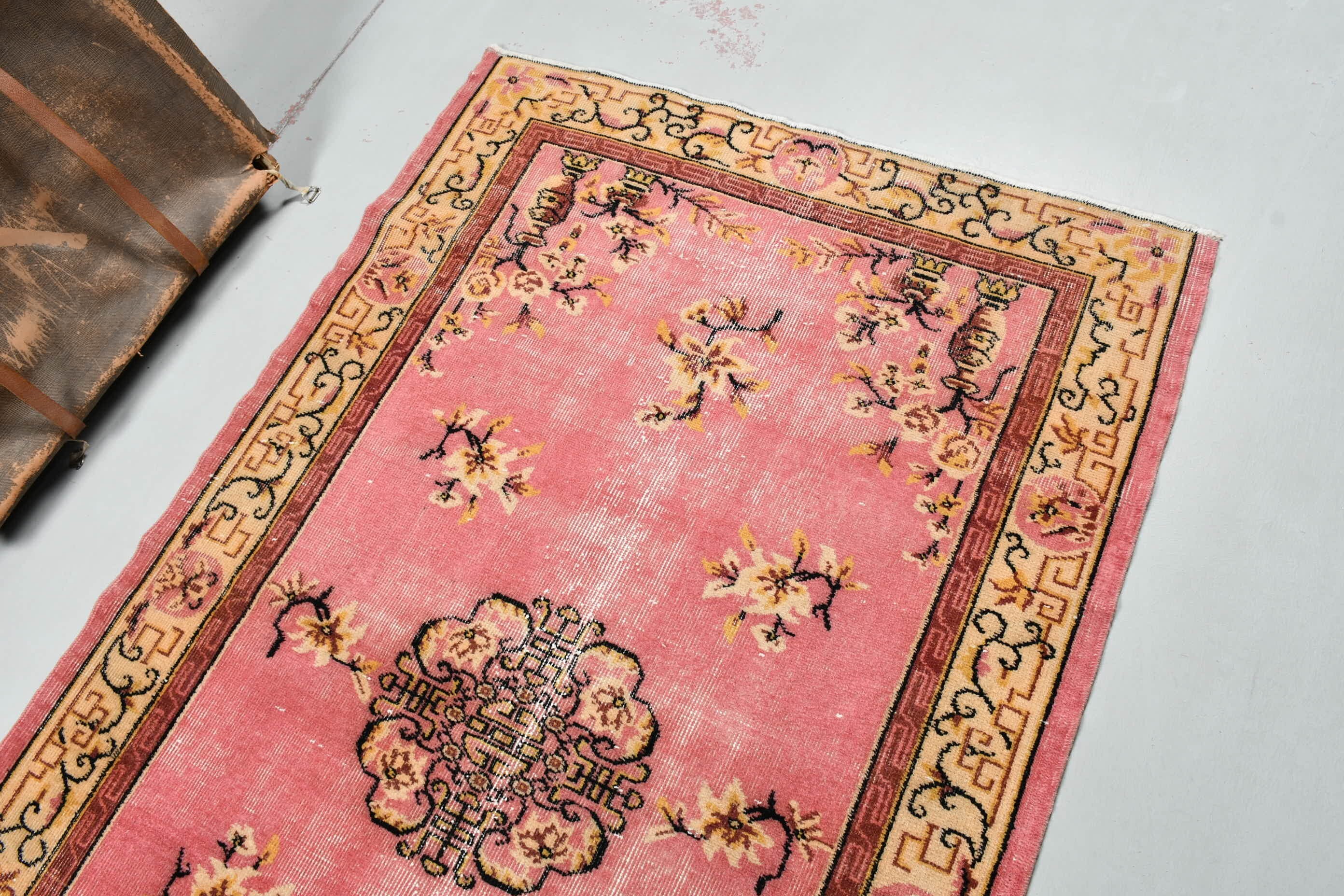 Antika Halı, Çocuk Odası Halıları, Vintage Dekor Halılar, Pembe Yün Halı, Türk Halıları, Mutfak Halısı, Vintage Halı, 3,8x6,4 ft Alan Halıları, Sessiz Halılar