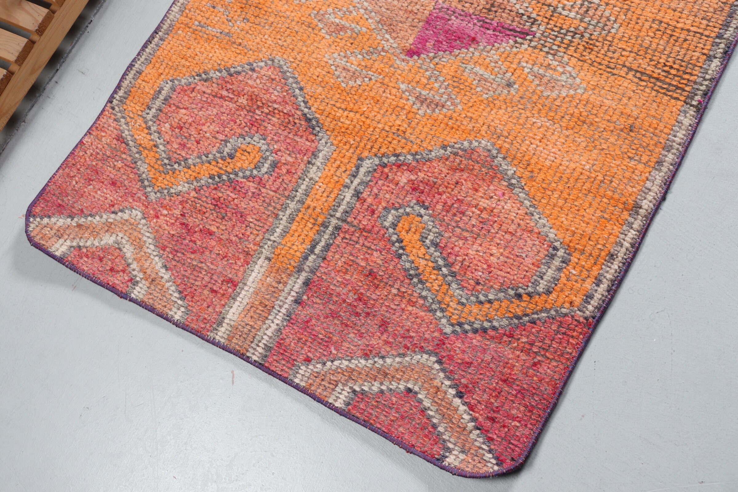 Oushak Rug, Turkish Rugs, Vintage Rugs, Kitchen Rug, Orange Wool Rugs, Floor Rugs, Rugs for Entry, Nursery Rug, 2.7x2.9 ft Small Rug