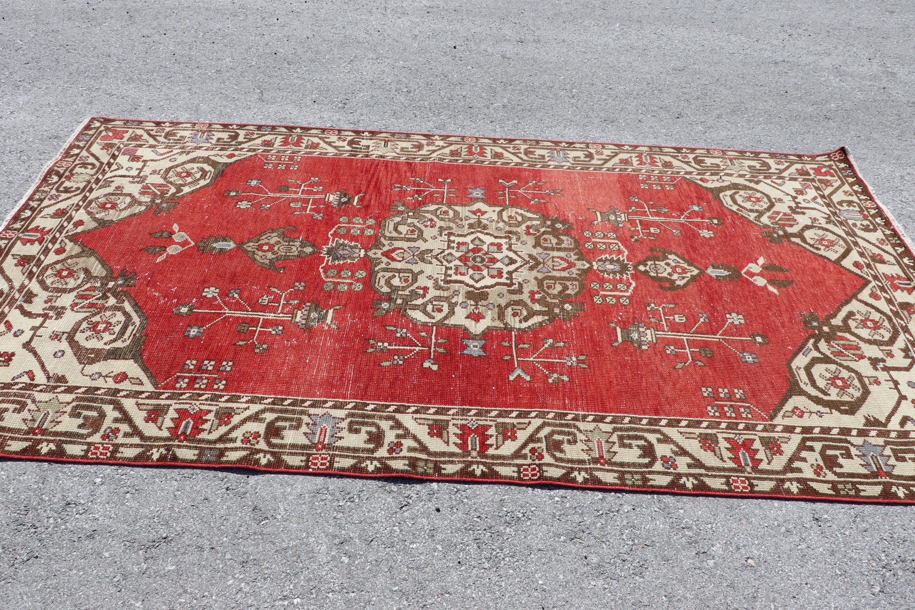 Art Rug, Turkish Rug, Antique Rugs, 4.7x8.8 ft Large Rugs, Dining Room Rug, Red Home Decor Rug, Living Room Rugs, Oriental Rug, Vintage Rug