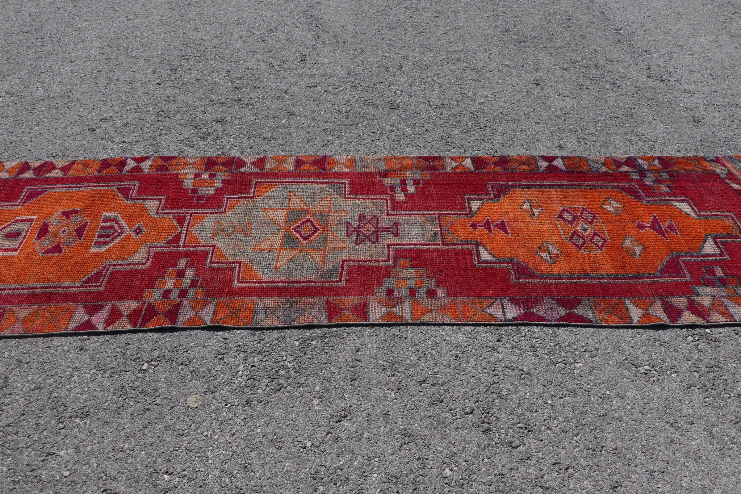 Vintage Rug, Hallway Rug, Cool Rugs, Red Anatolian Rug, Rugs for Corridor, Stair Rugs, 2.9x11.1 ft Runner Rugs, Turkish Rug