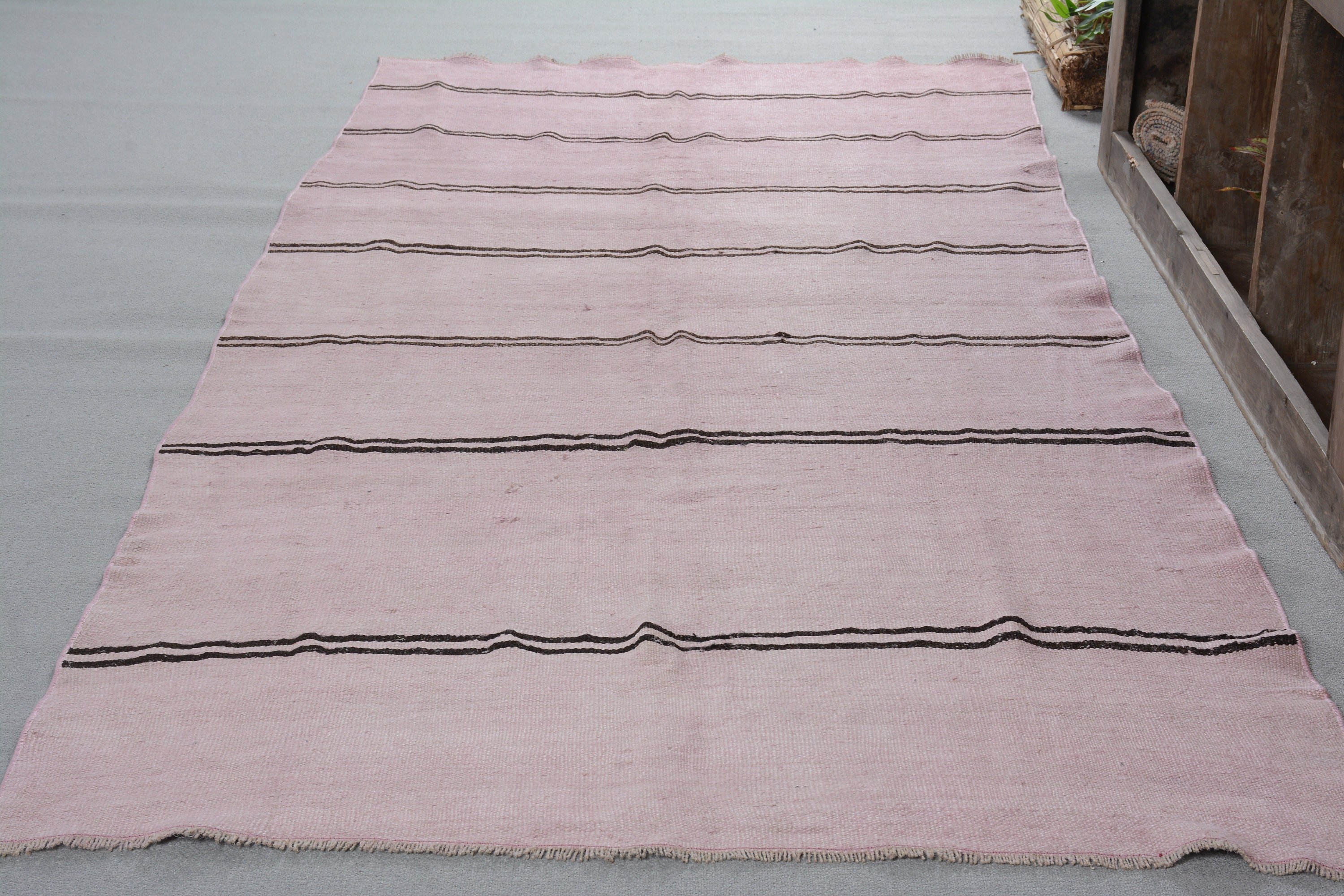 Turkish Rug, Vintage Rug, 4.3x10.6 ft Large Rug, Rugs for Living Room, Salon Rug, Wool Rug, Oushak Rugs, Pink Floor Rugs, Dining Room Rug