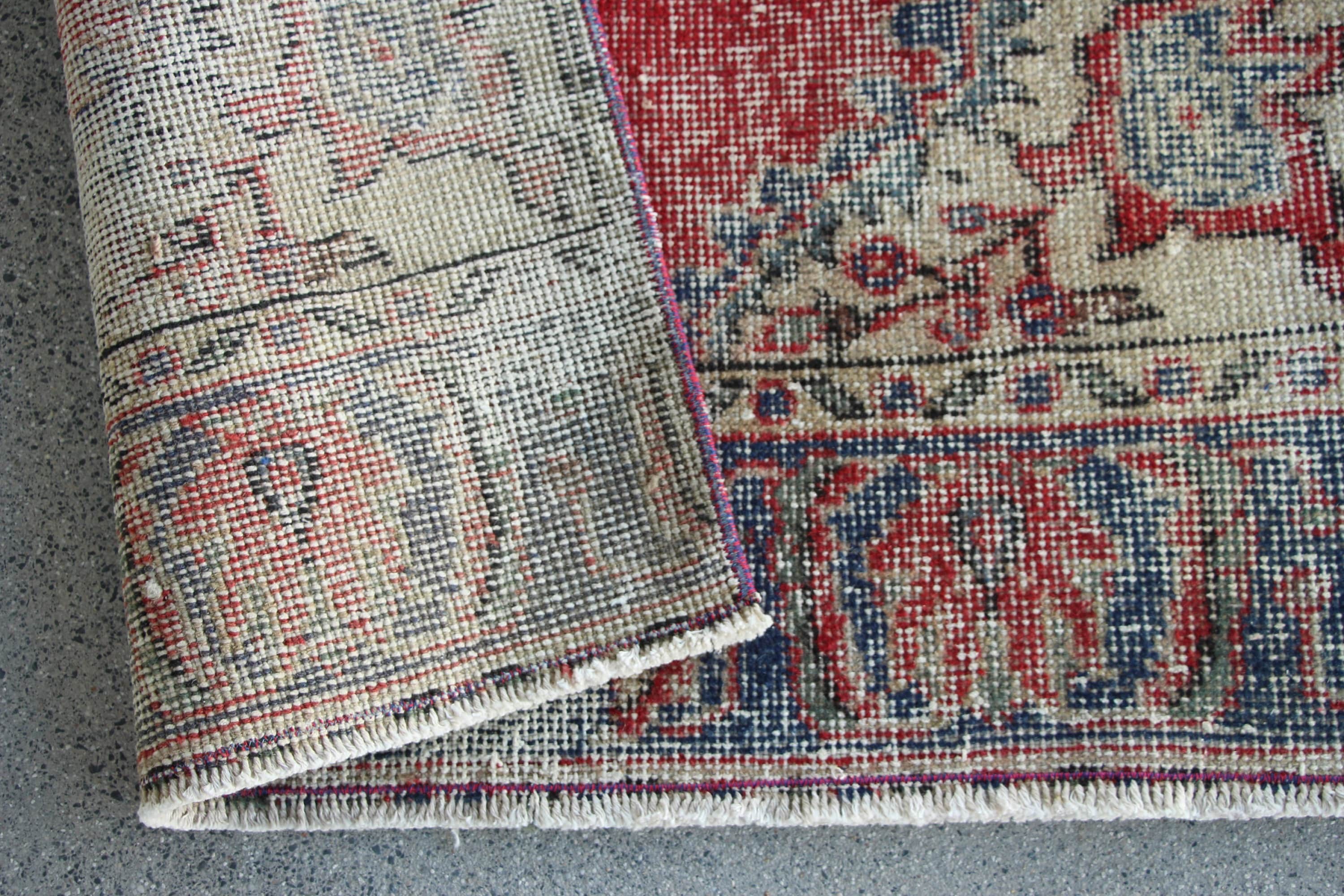 Vintage Rug, Floor Rug, Antique Rugs, Nursery Rugs, Bedroom Rug, Rugs for Bedroom, 2.7x6.5 ft Accent Rugs, Red Cool Rug, Turkish Rugs